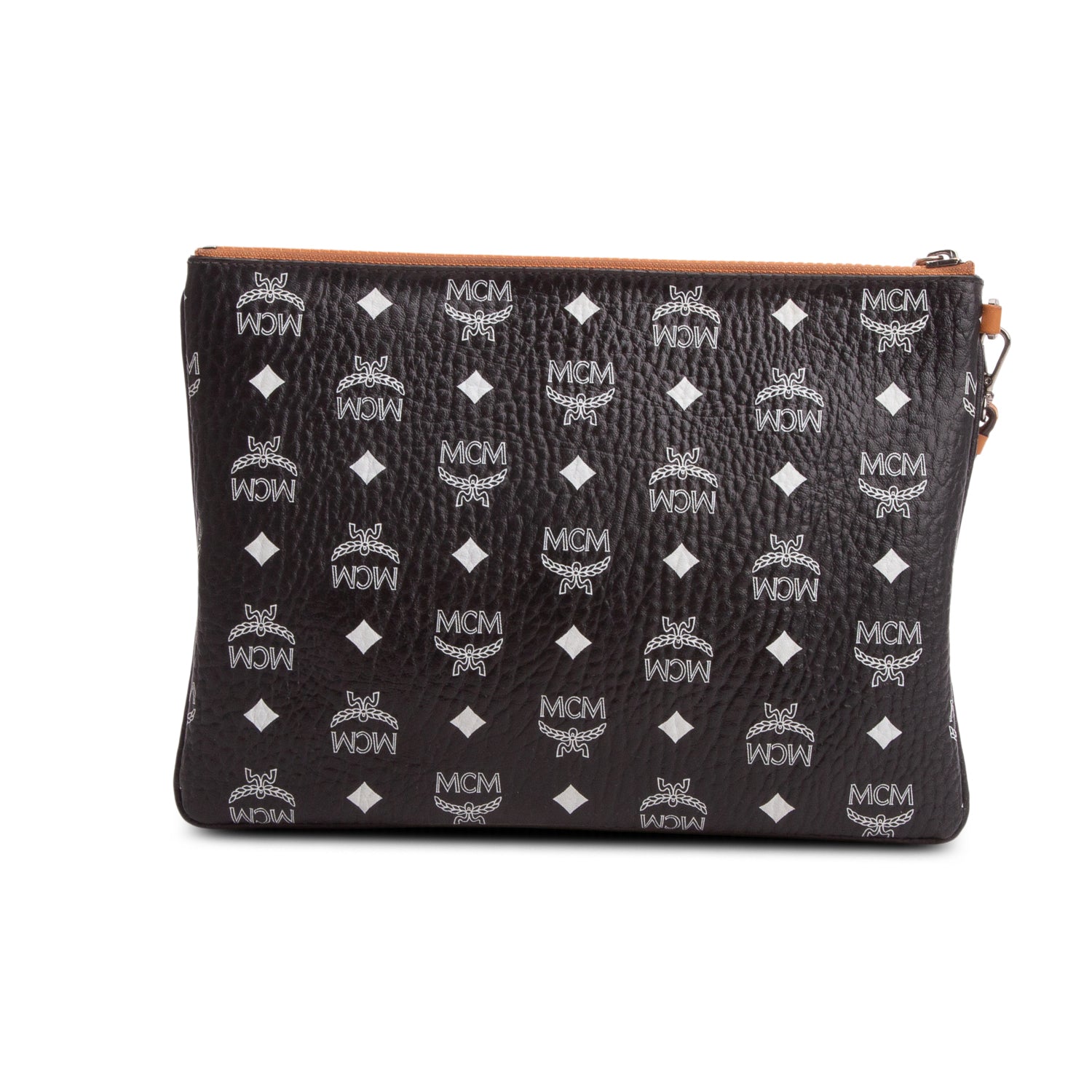 MCM Black Visetos Aren Wristlet Clutch w/ Strap
