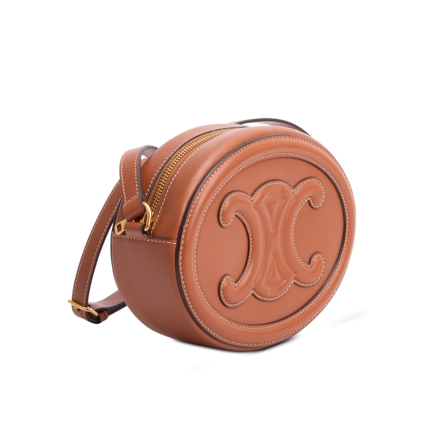 Celine 2022 Brown Smooth Calfskin Triomphe Oval Crossbody