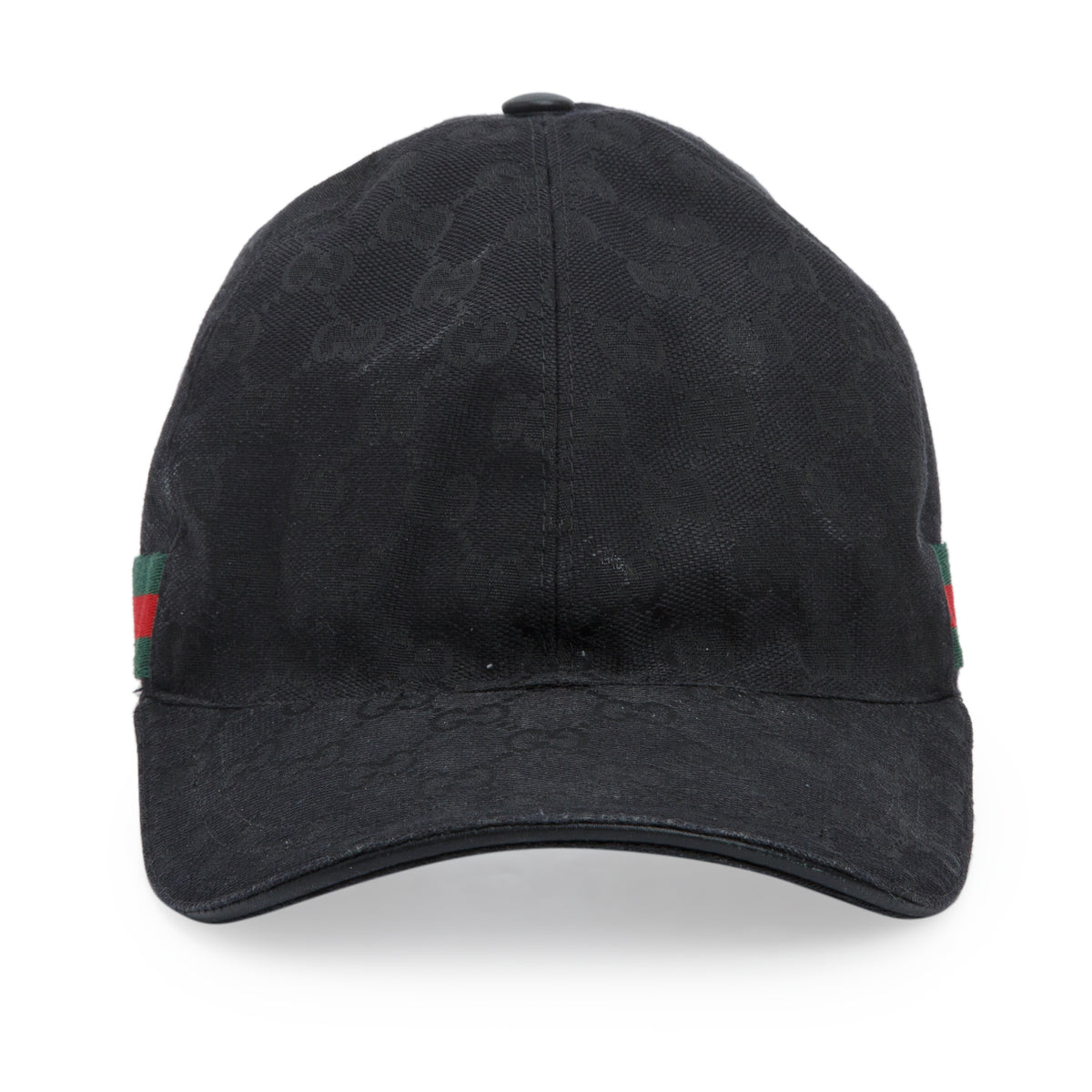Gucci Black GG Canvas Baseball Hat with Web, Size L 59