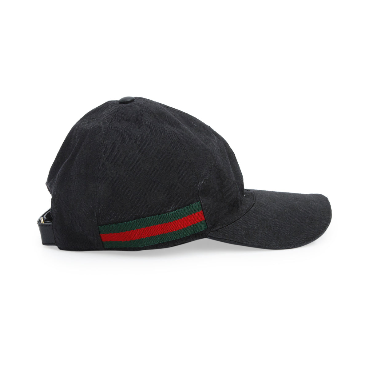 Gucci Black GG Canvas Baseball Hat with Web, Size L 59