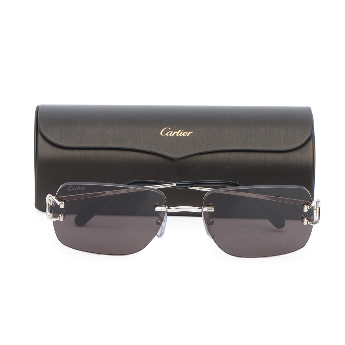 Cartier CT0330S Black Rimless C de Cartier Sunglasses w/ Case