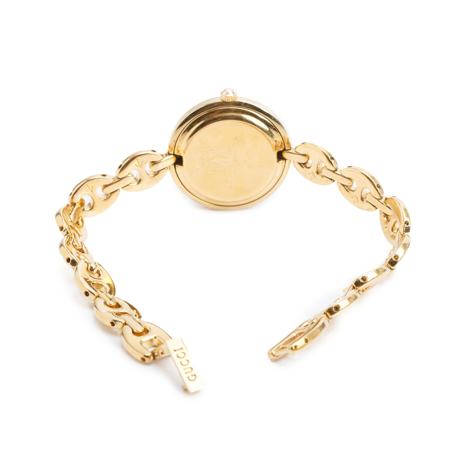 Gucci Gold Plated Stainless Steel 1100 Series 26 MM Watch White Dial w/ Box & 5 Multicolour Bezels