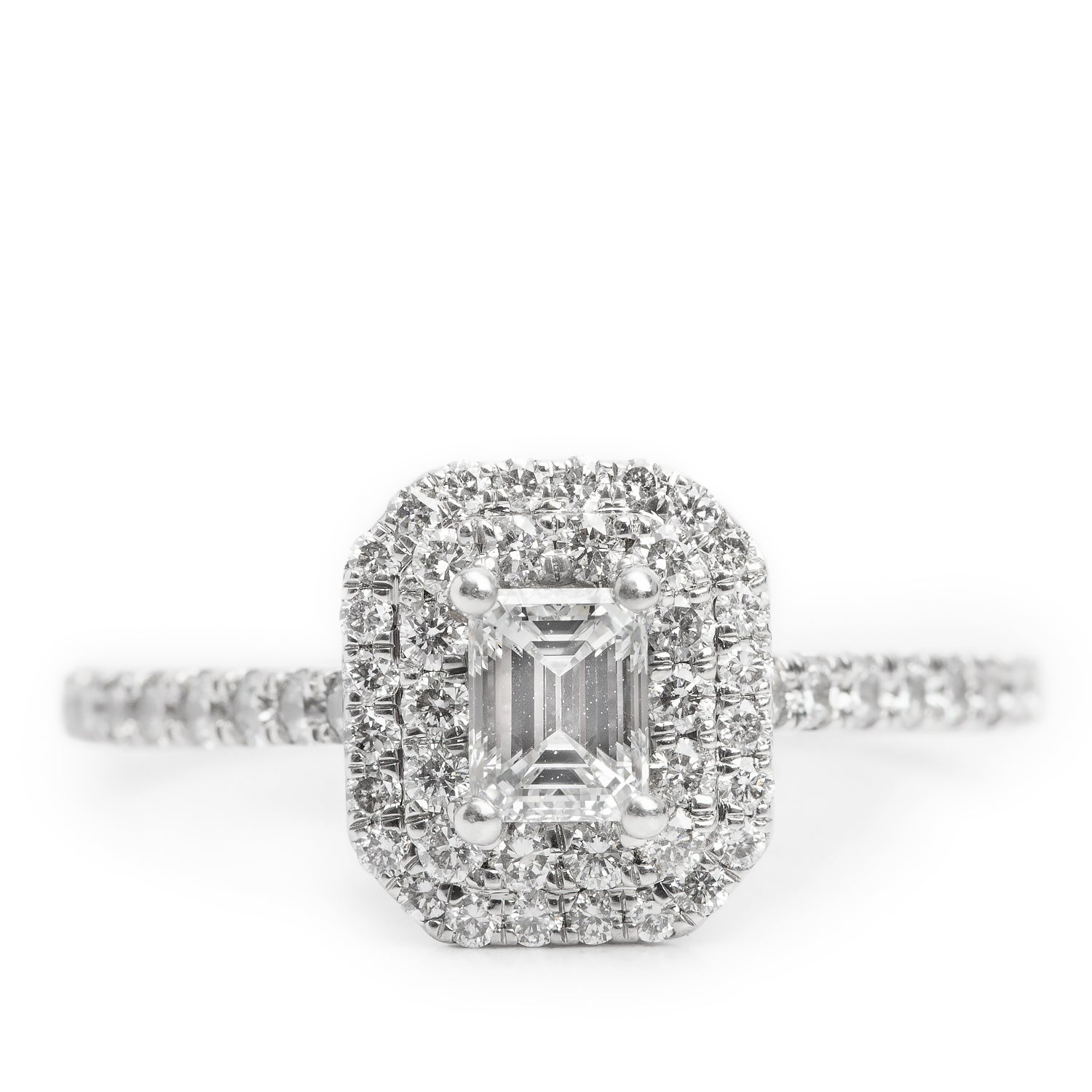 14k White Gold 0.50 ct. Emeral Cut Diamond Engagement Ring, Size 9