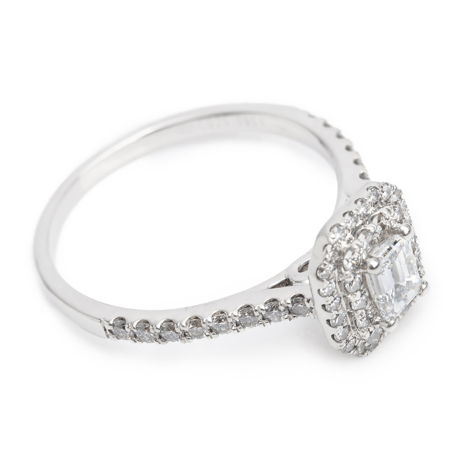 14k White Gold 0.50 ct. Emeral Cut Diamond Engagement Ring, Size 9