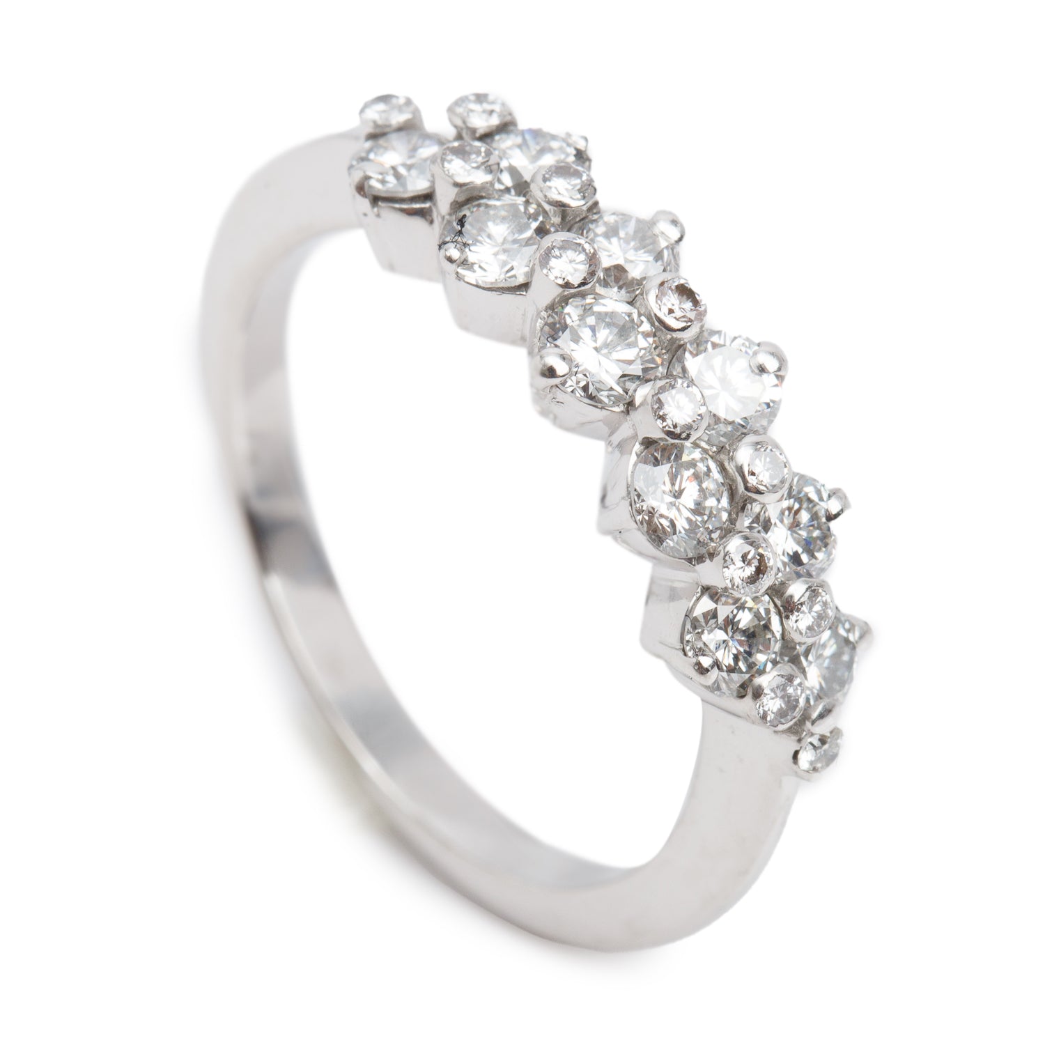18k White Gold 1.38 tcw. Diamond Band Ring, Size 8.5