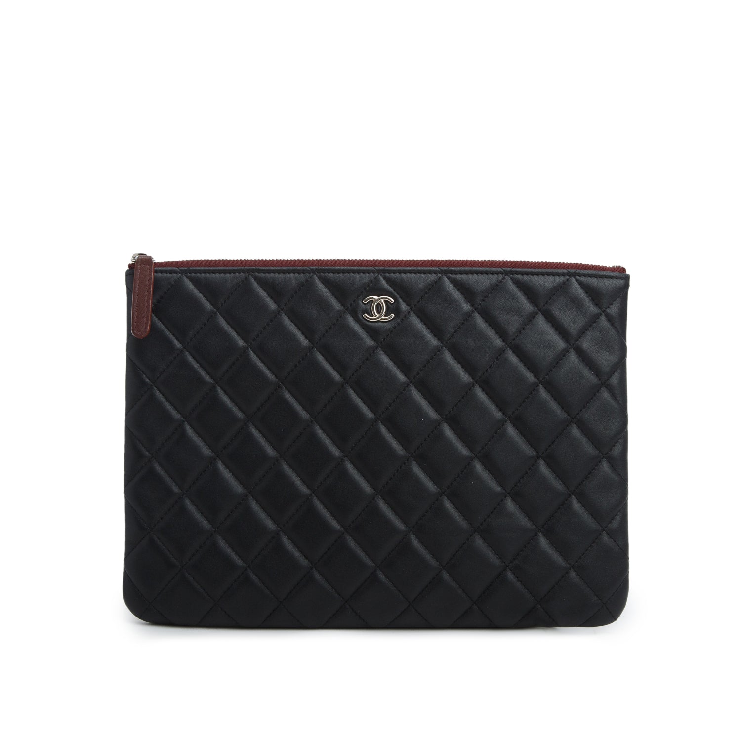 Chanel Black Lambskin Quilted Medium O-Case