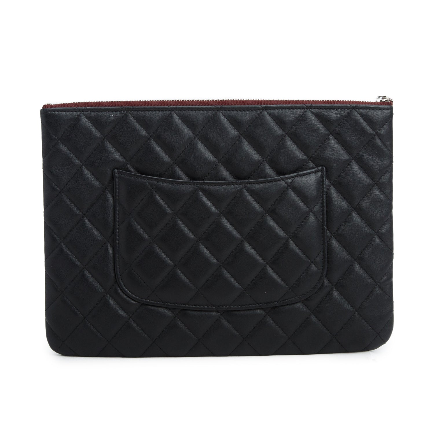 Chanel Black Lambskin Quilted Medium O-Case