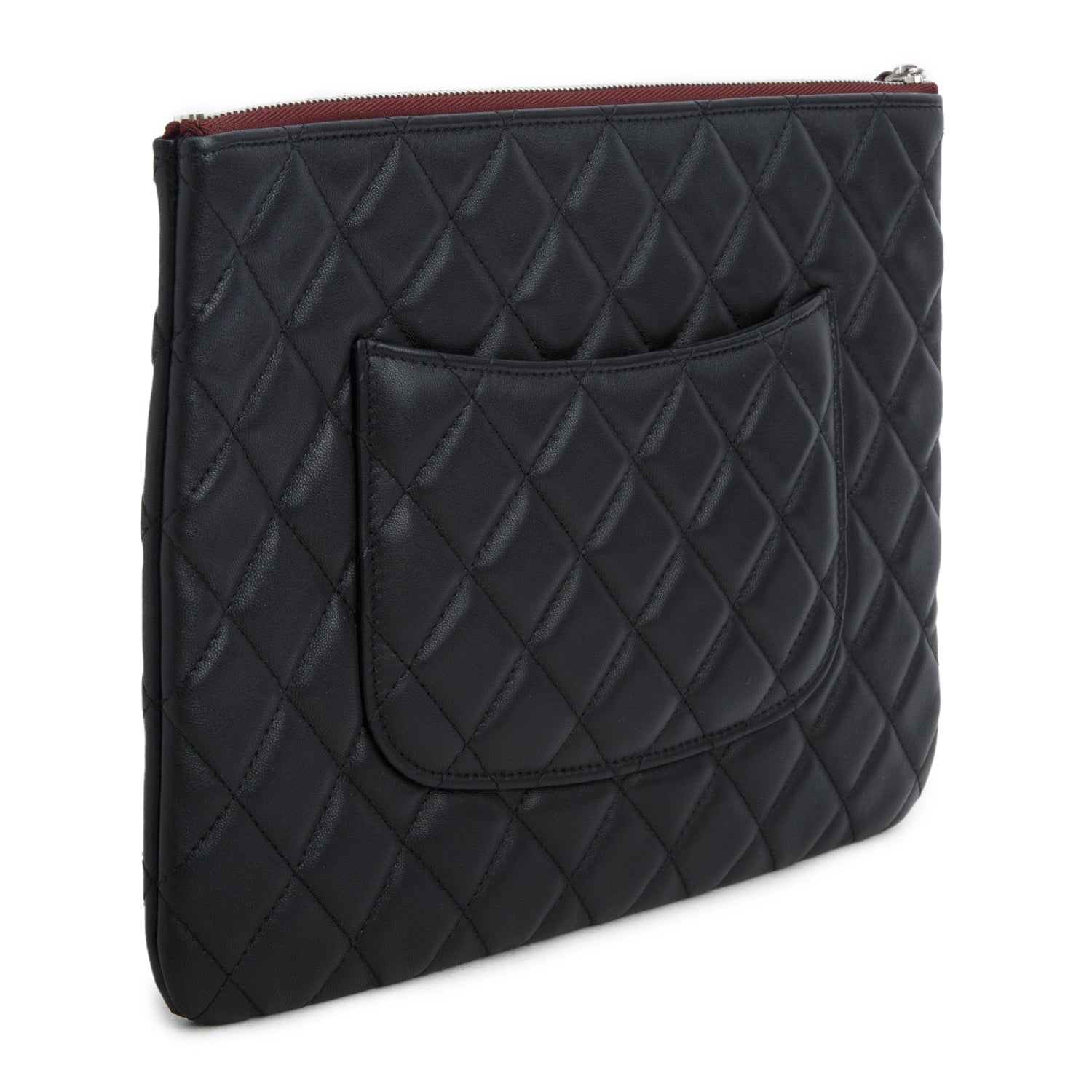 Chanel Black Lambskin Quilted Medium O-Case