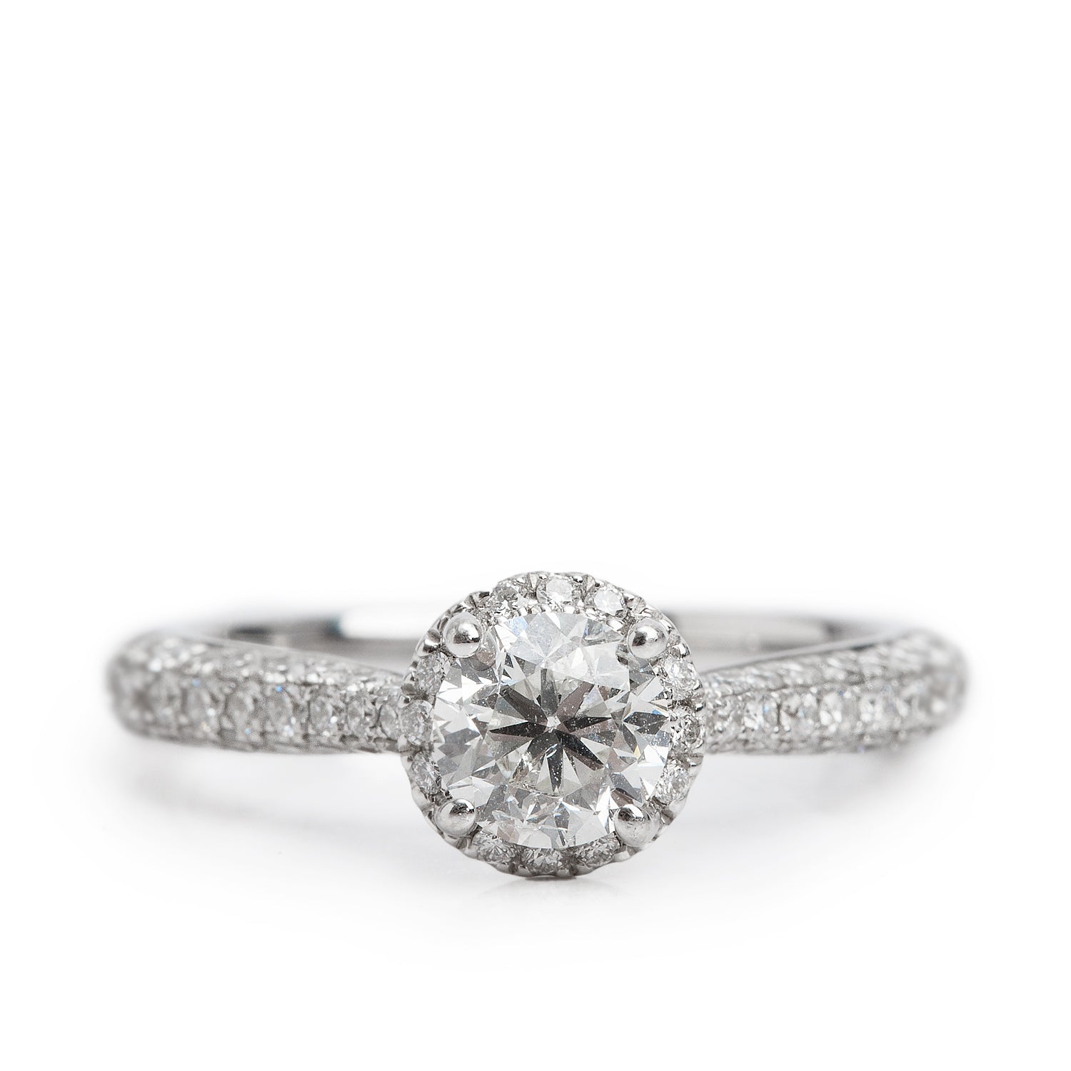 Vera Wang 14k White Gold Love Diamond Engagement Ring, Size 5.5 w/ Box & Certificate