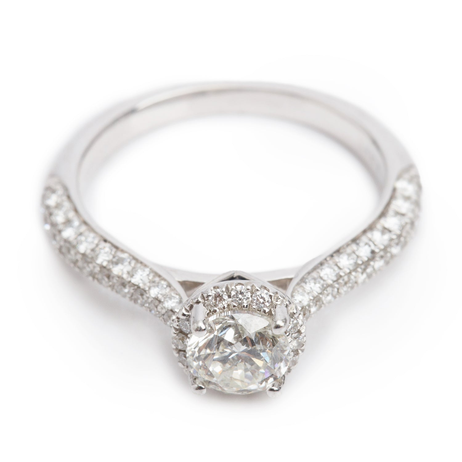 Vera Wang 14k White Gold Love Diamond Engagement Ring, Size 5.5 w/ Box & Certificate