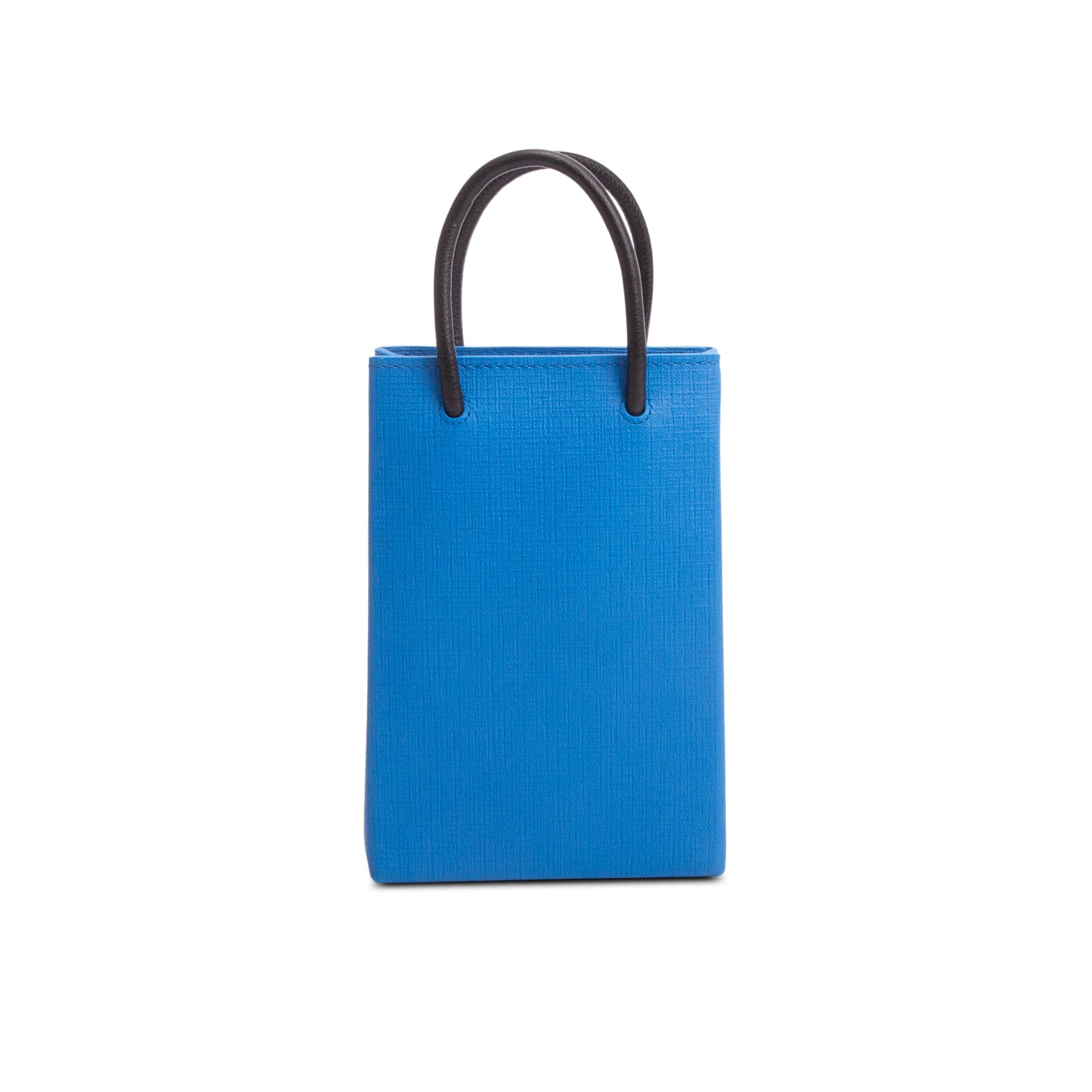 Balenciaga Blue Square Calfskin Logo Shopping Phone Holder Bag