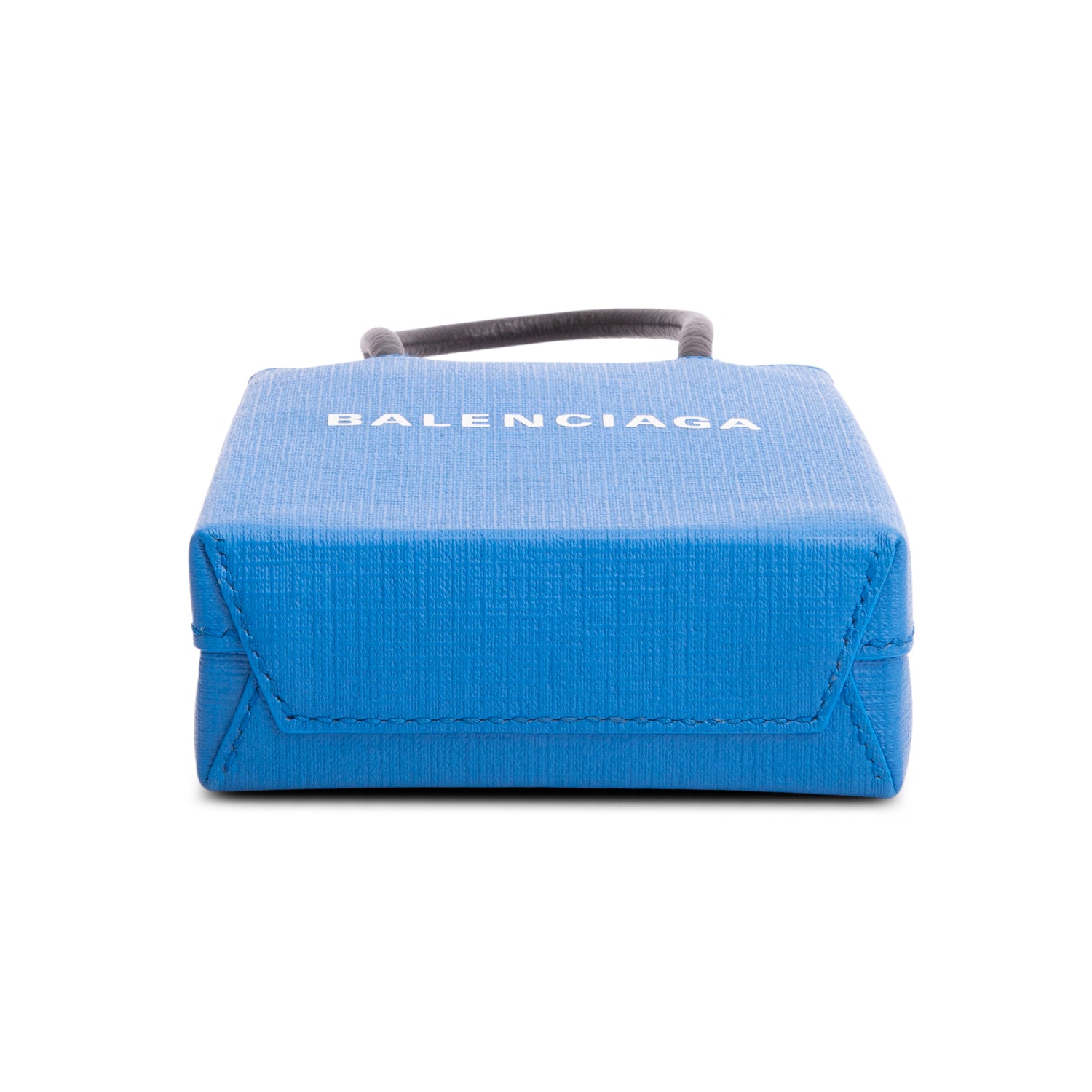Balenciaga Blue Square Calfskin Logo Shopping Phone Holder Bag