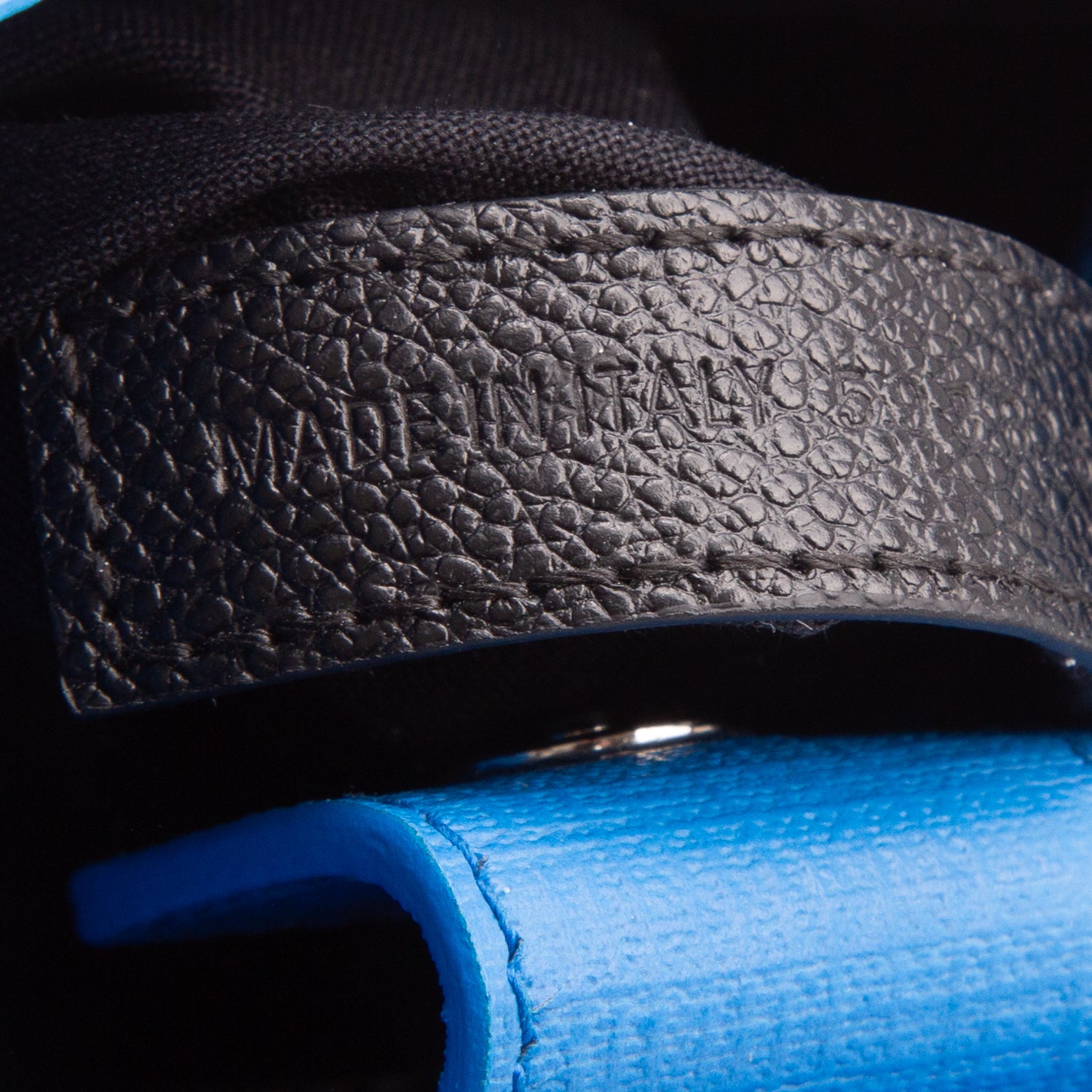 Balenciaga Blue Square Calfskin Logo Shopping Phone Holder Bag