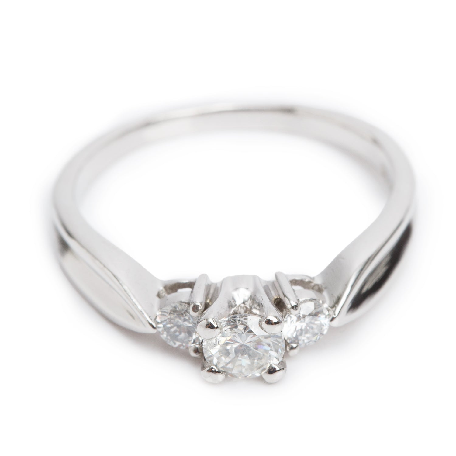 Platinum 0.41 ct. Round Cut Diamond Engagement Ring, Size 8