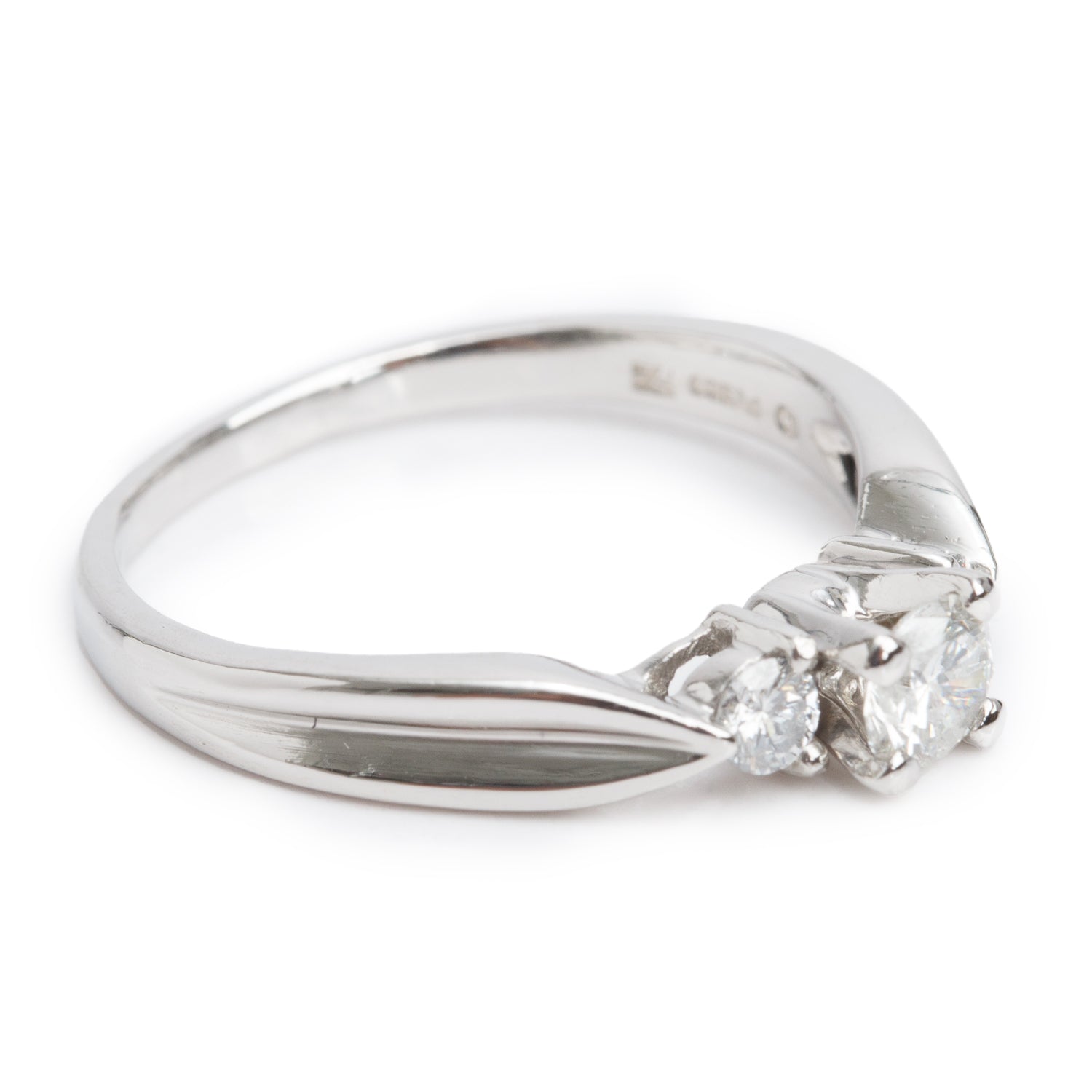 Platinum 0.41 ct. Round Cut Diamond Engagement Ring, Size 8