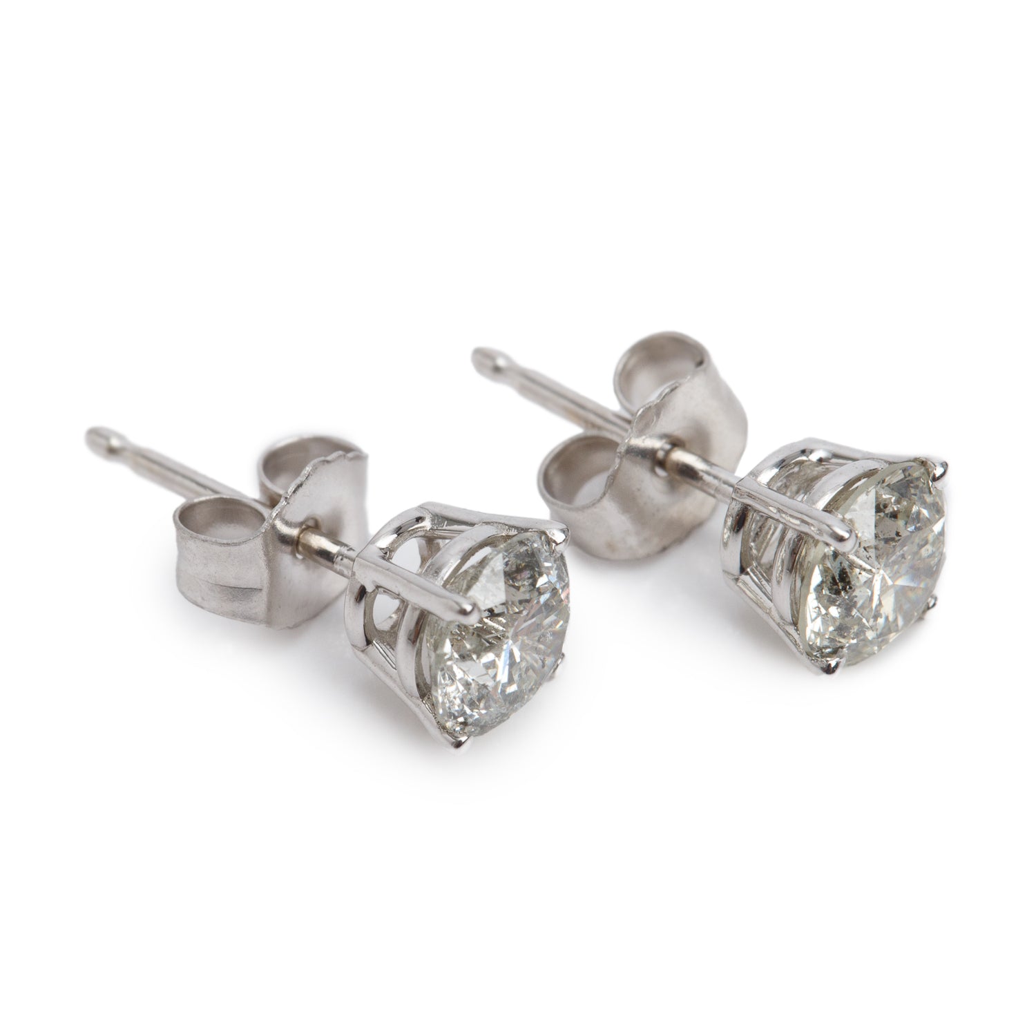 18k White Gold 1.11 tcw. Diamond Stud Earrings