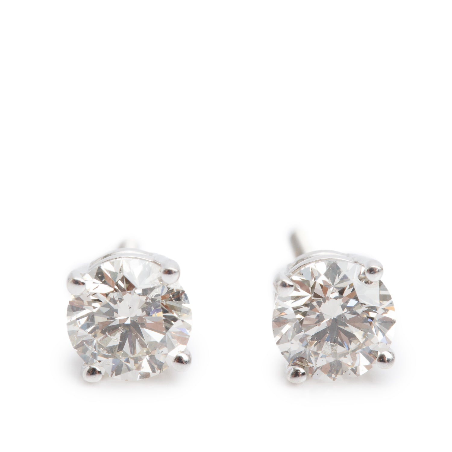 14k White Gold 1.31 tcw. Diamond Stud Earrings