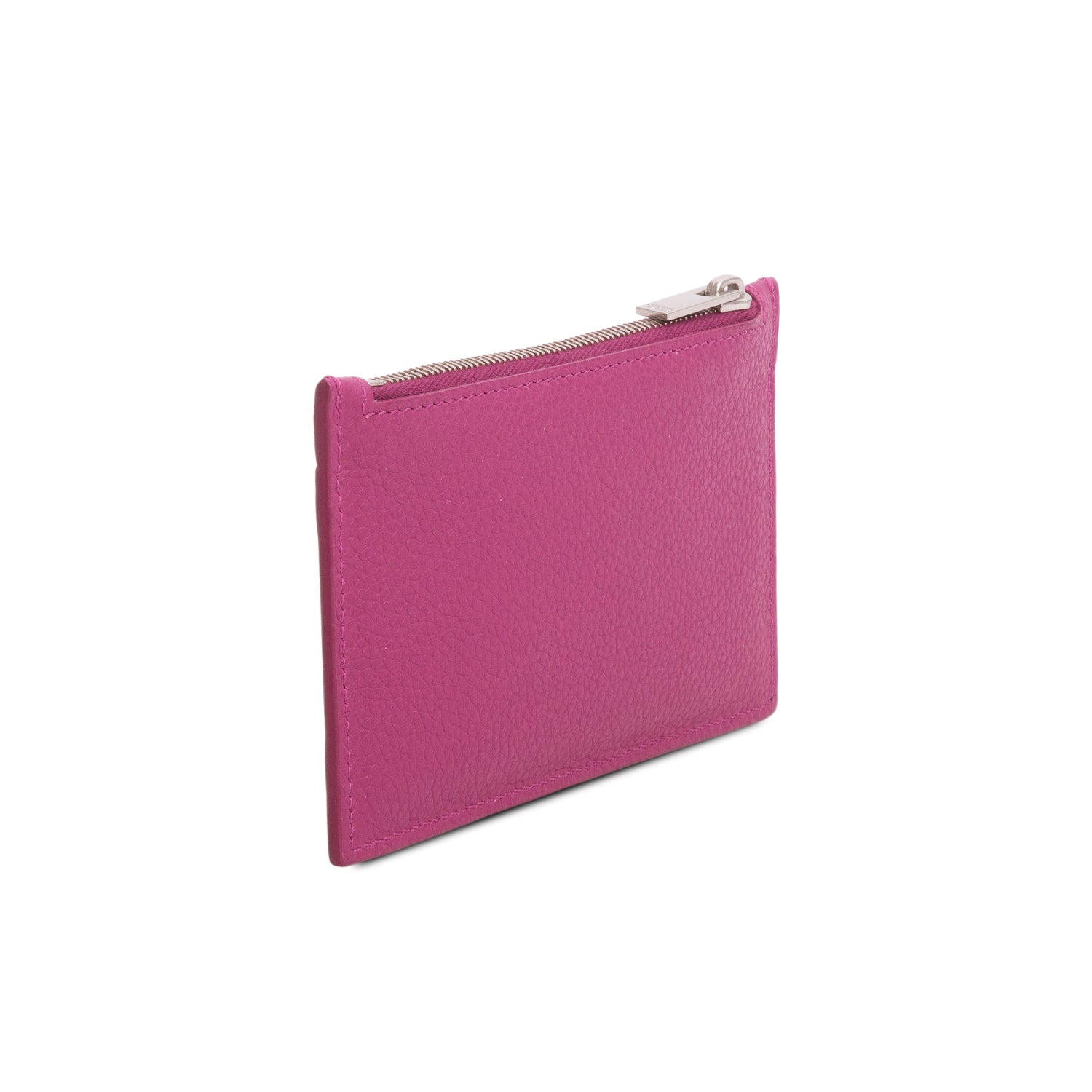Celine Purple Grained Calfskin Zipped Compact Card Holder