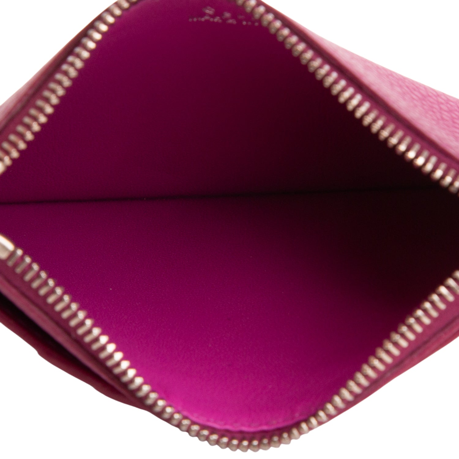Celine Purple Grained Calfskin Zipped Compact Card Holder