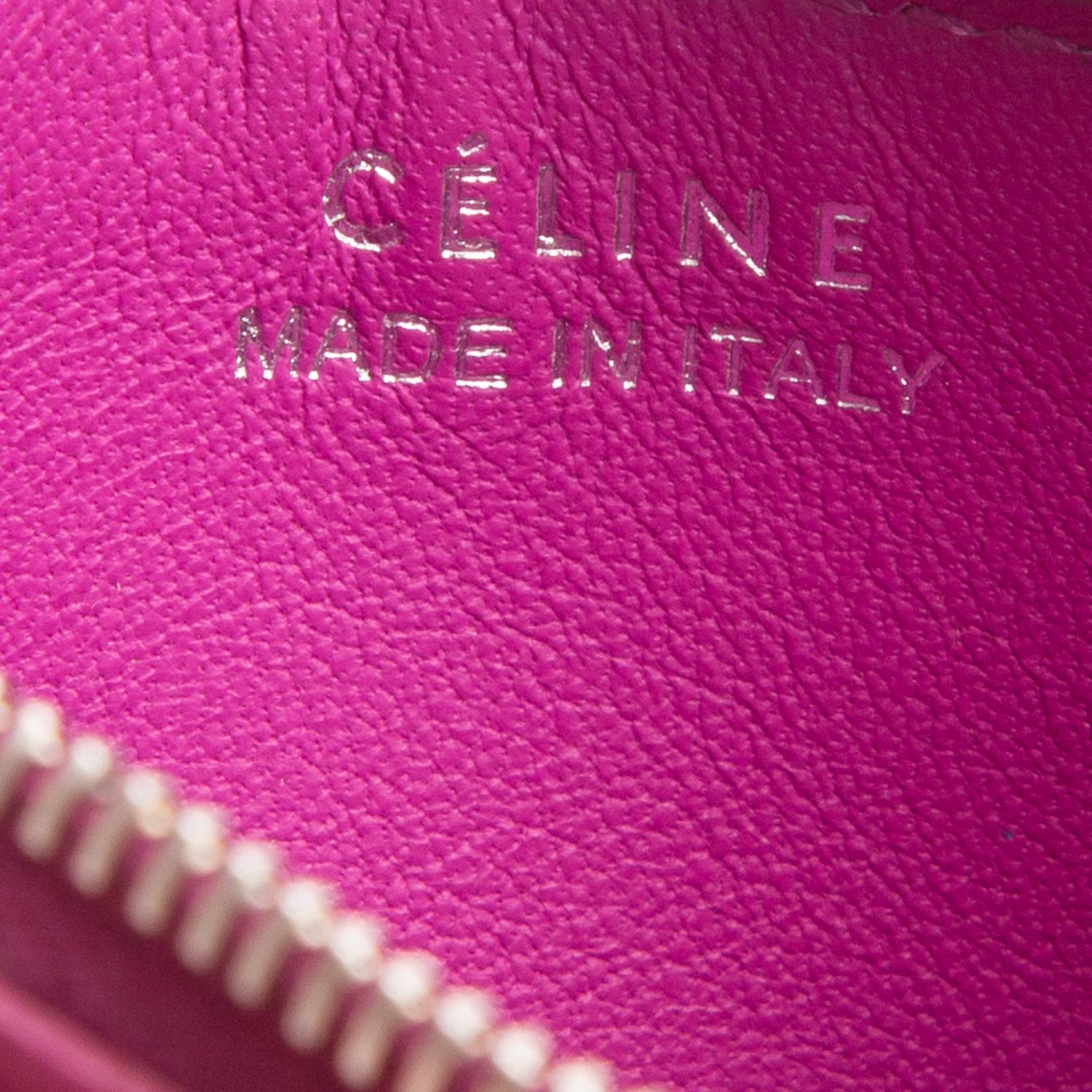 Celine Purple Grained Calfskin Zipped Compact Card Holder