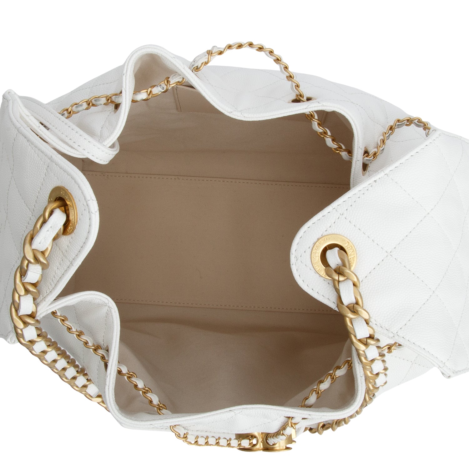 Chanel White Caviar Quilted Medium 25 Handbag w/ Box & Pouch