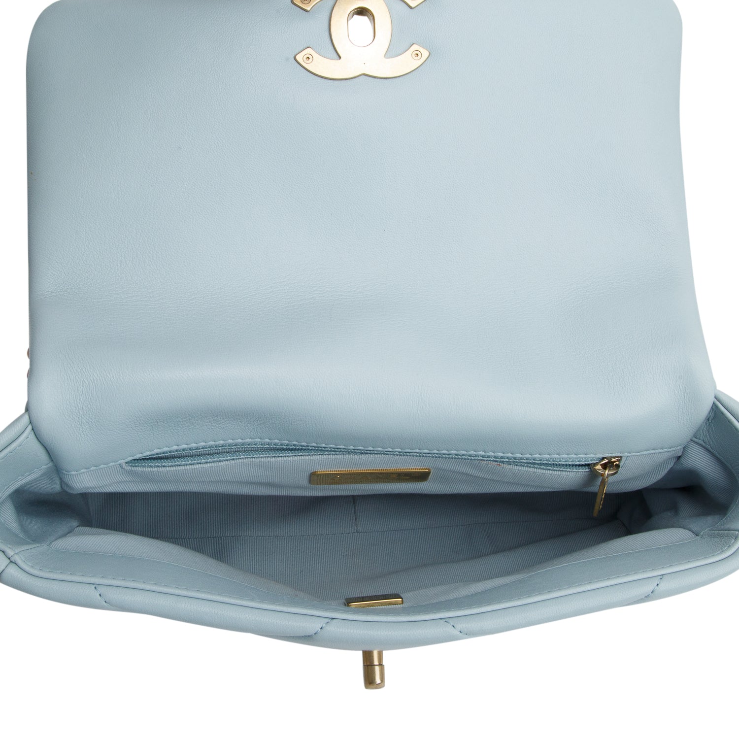 Chanel 2022 Blue Lambskin Leather Medium 19 Flap Bag w/ Box & Receipt