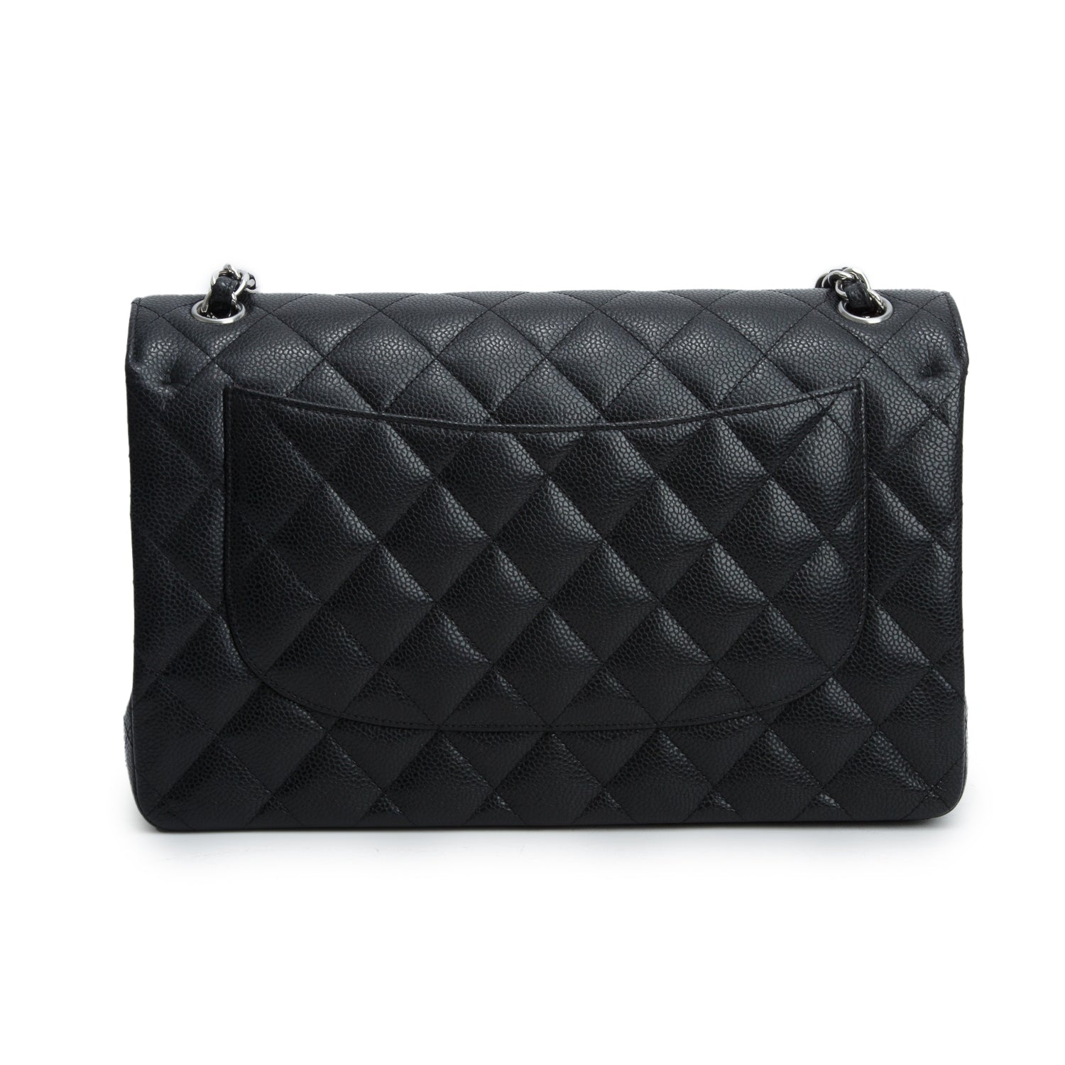 Chanel 2023 Black Caviar Quilted Leather Classic Jumbo Double Flap Bag w/ Box & Receipt