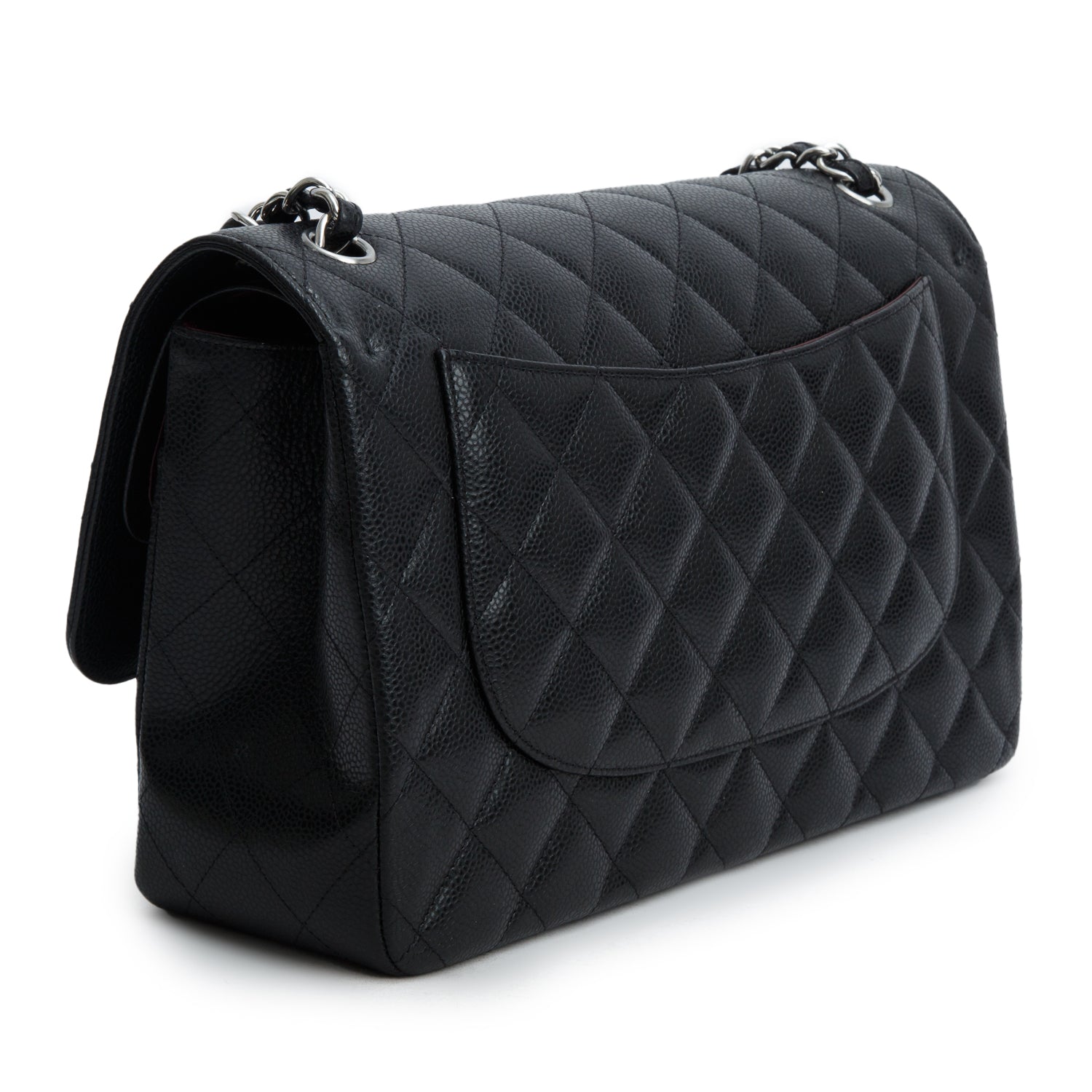 Chanel 2023 Black Caviar Quilted Leather Classic Jumbo Double Flap Bag w/ Box & Receipt