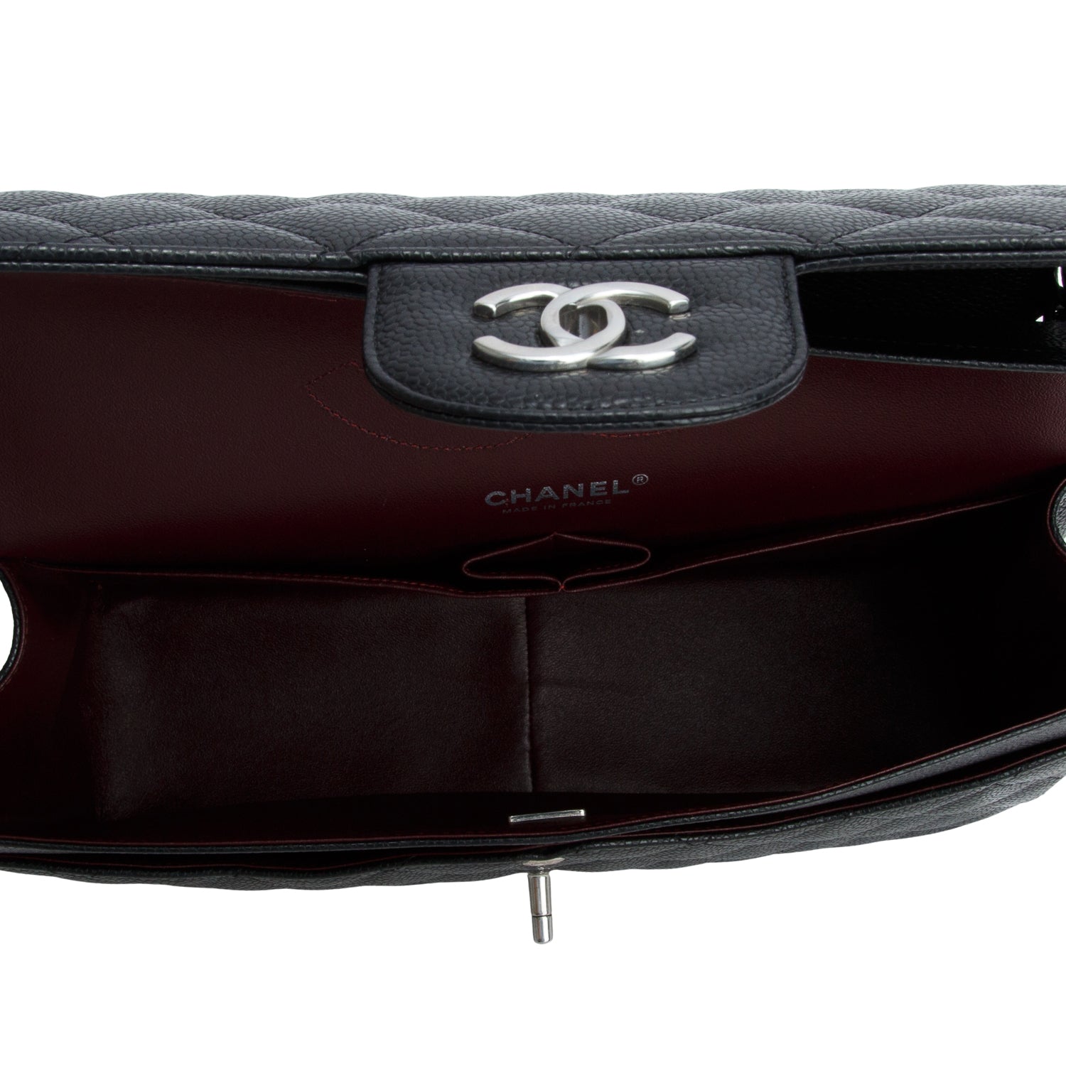 Chanel 2023 Black Caviar Quilted Leather Classic Jumbo Double Flap Bag w/ Box & Receipt