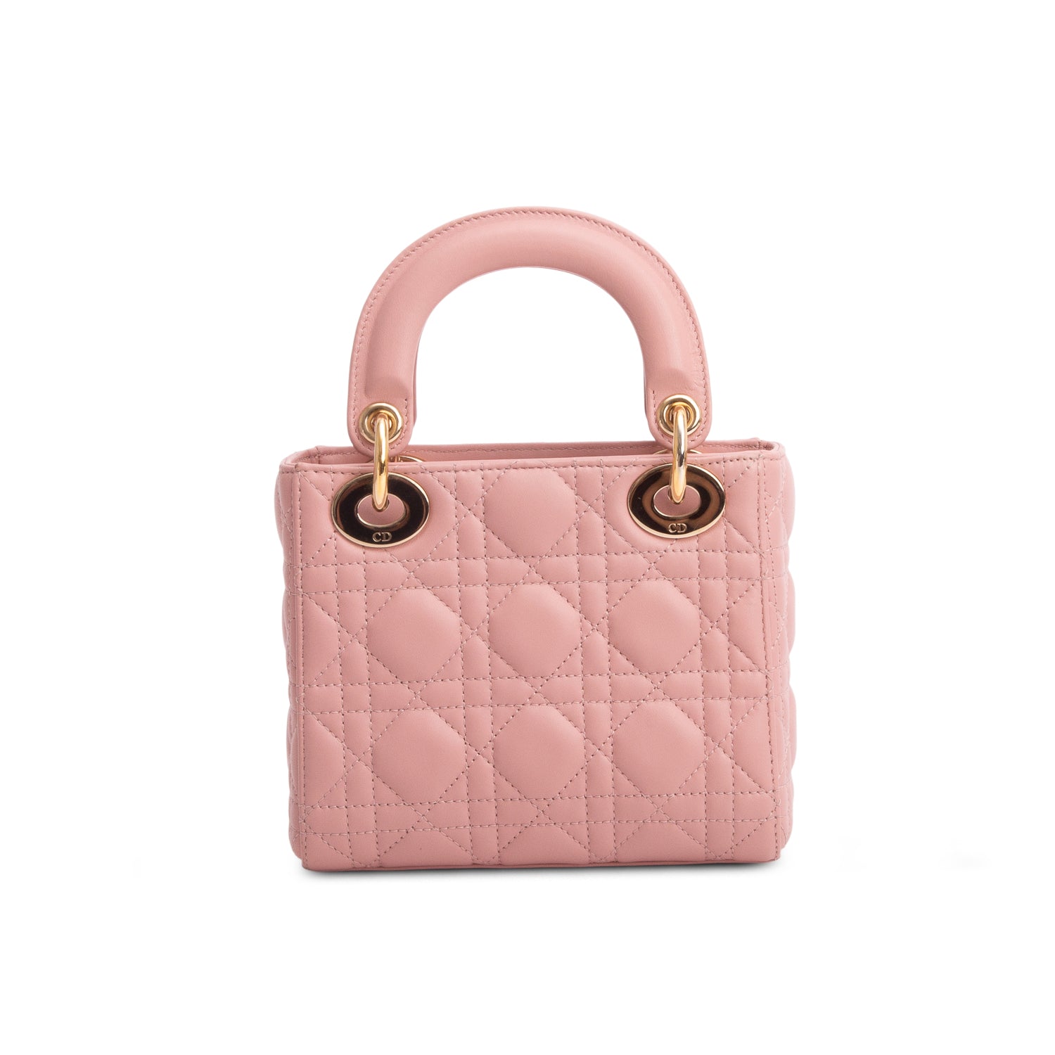 Christian Dior 2022 Pink Lambskin Cannage Mini Lady Dior Bag w/ Box, Authenticity Card & Strap
