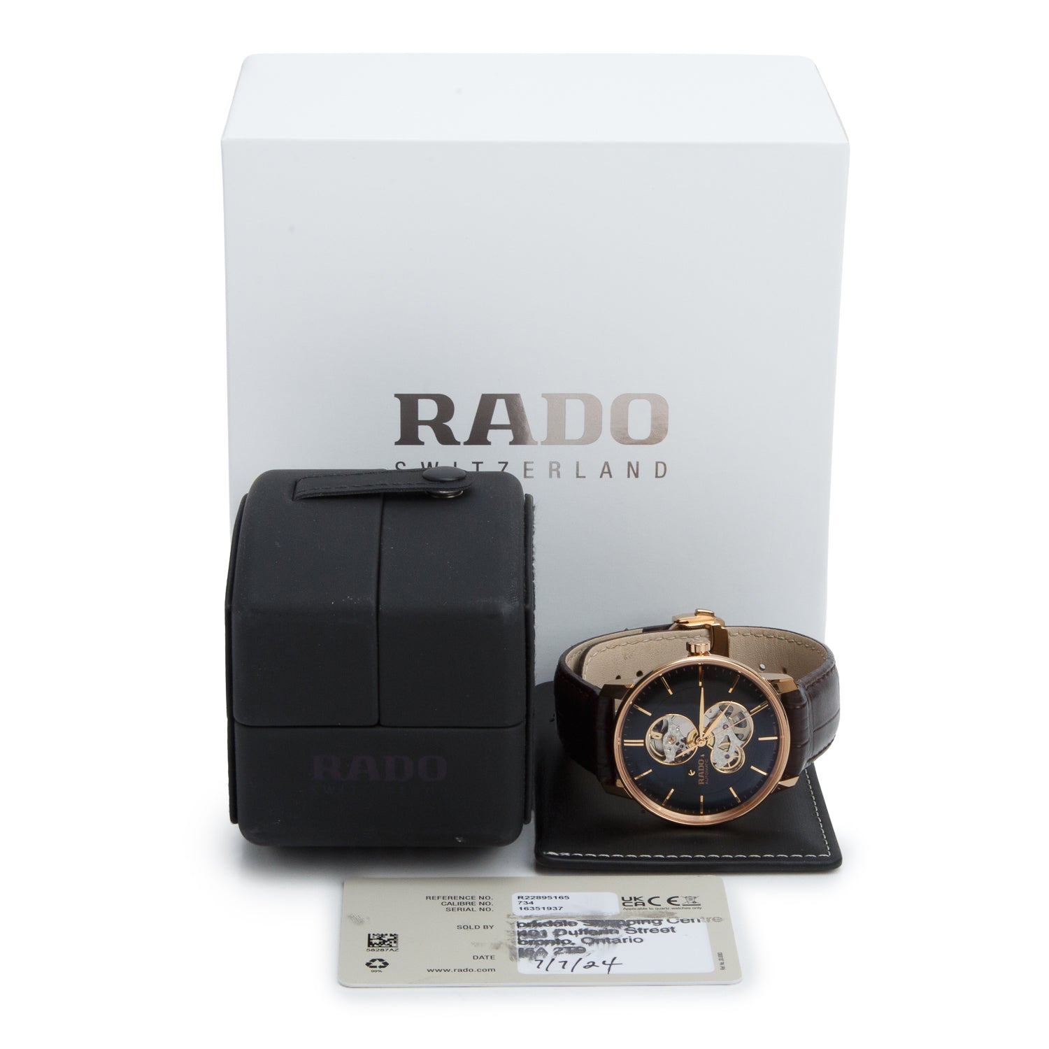 Rado 2024 Rose Gold PVD Stainless Steel Coupole Open Heart 41 MM Automatic Watch Black Dial w/ Box & Papers