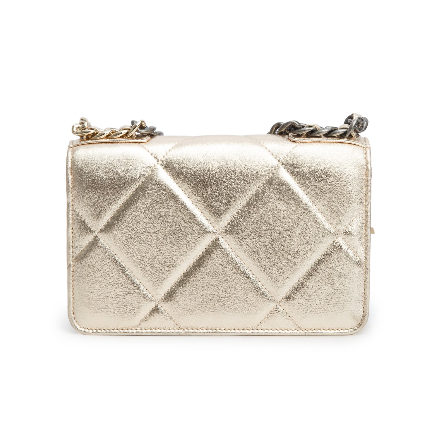 Chanel Gold Lambskin Leather 19 Wallet On Chain
