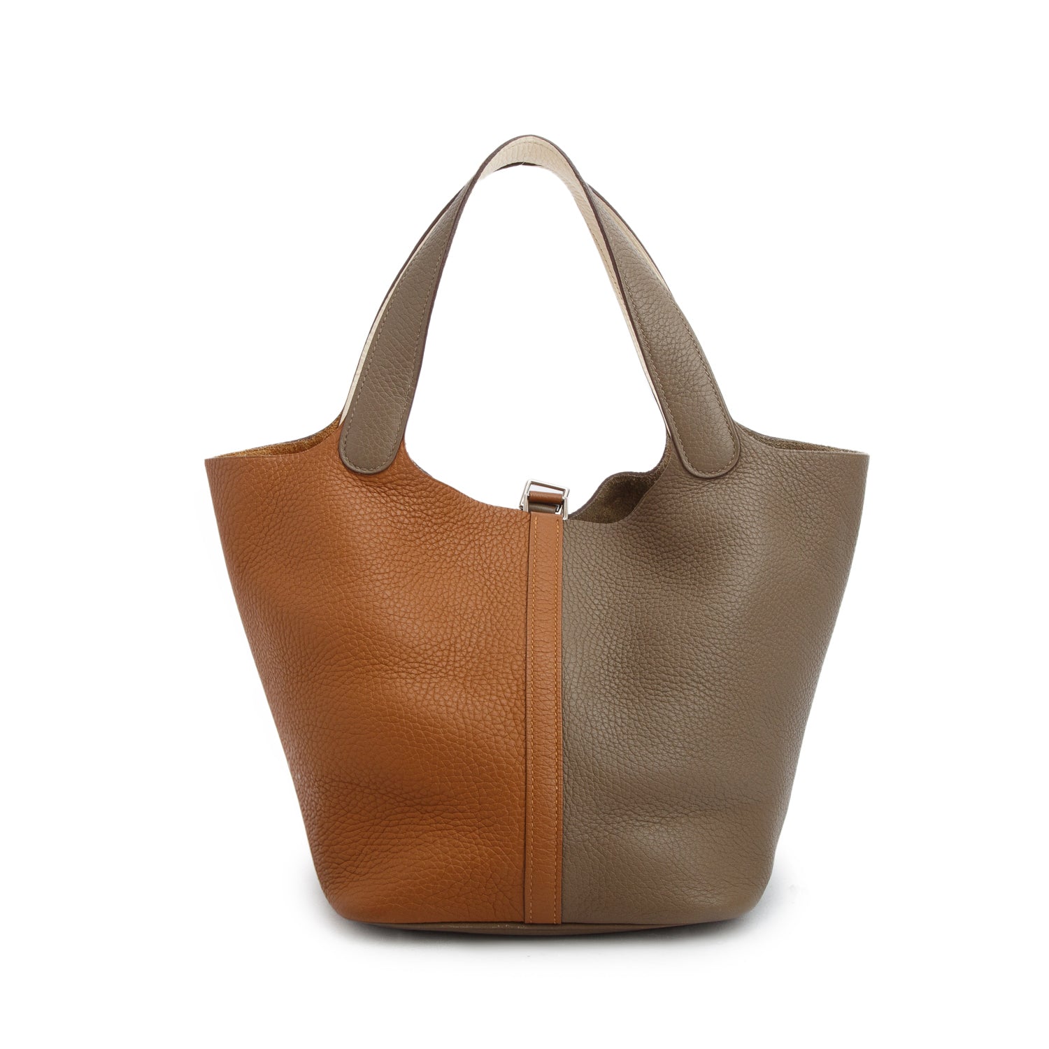 Hermes 2021 Tricolor Etoupe/Gold/Craie Taurillon Clemence Picotin Lock 22