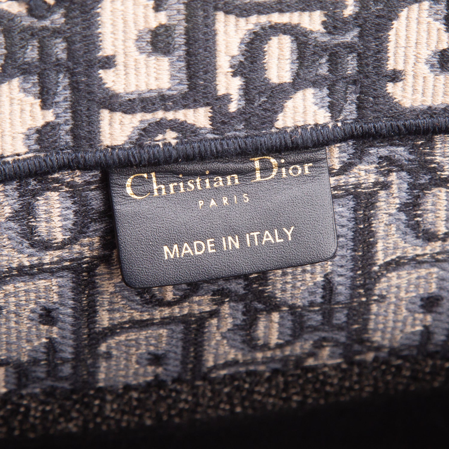 Christian Dior 2022 Ecru and Blue Oblique Embroidery Medium Book Tote w/ Box