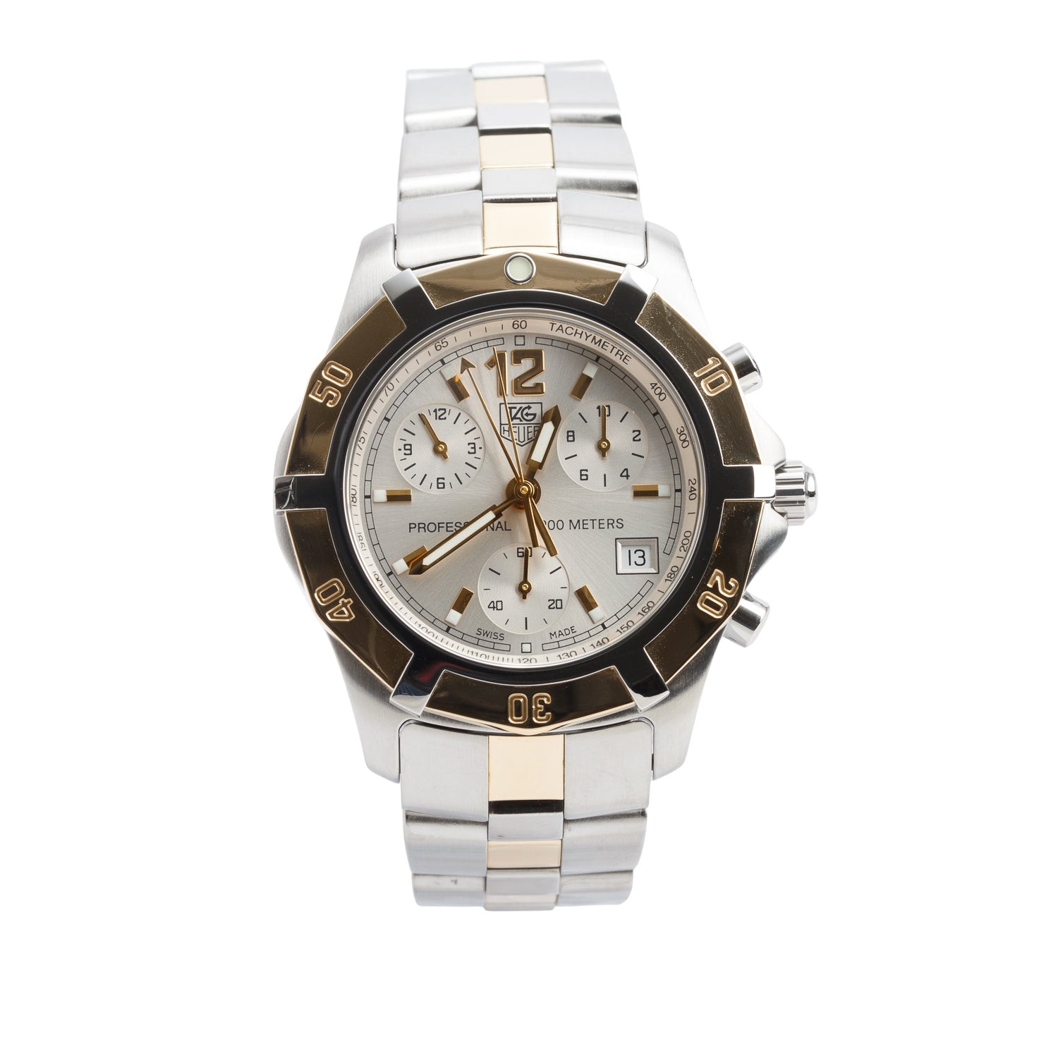Tag Heuer Two-Tone Stainless Steel 2000 Exclusive 40 MM Chronograph Quartz Watch Silver Dial CN1151 w/ Box & Papers