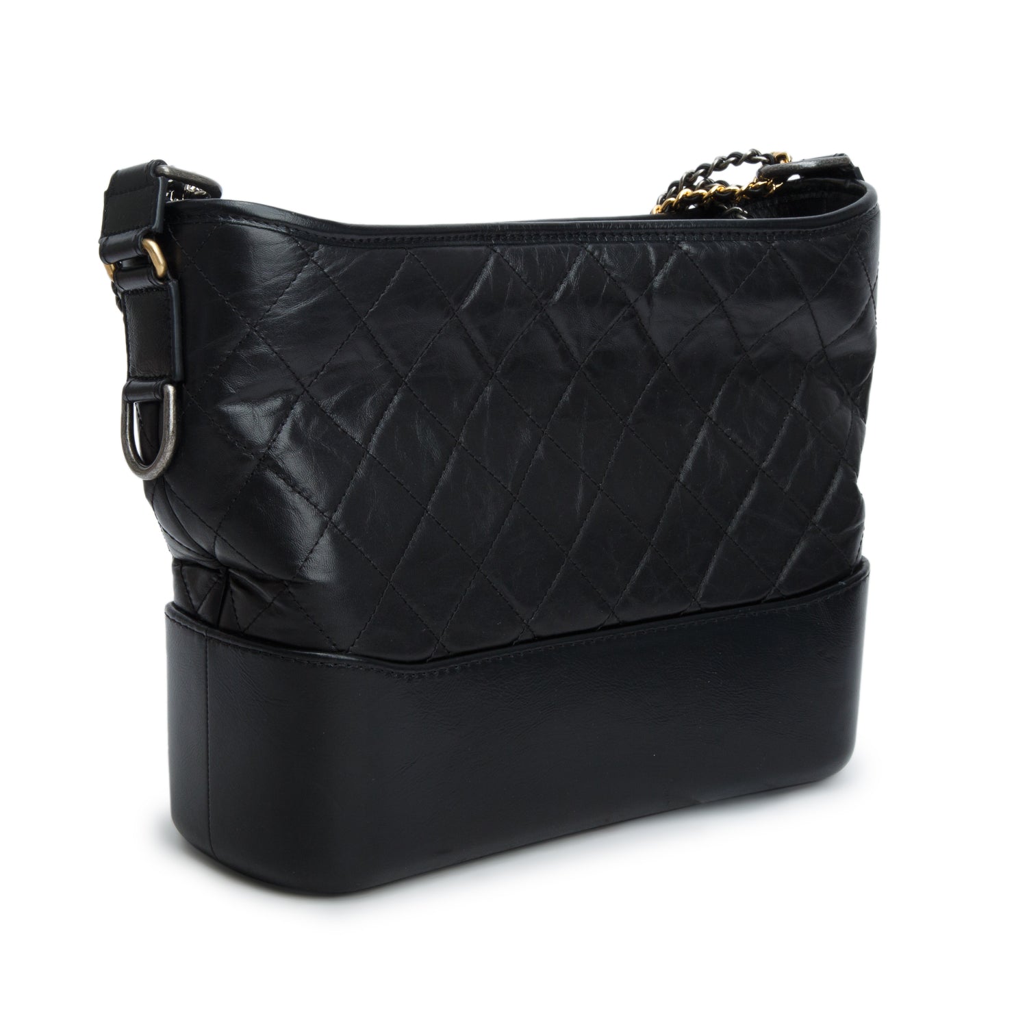 Chanel Black Aged Calfskin Leather Medium Gabrielle Hobo w/ Authenticity Card