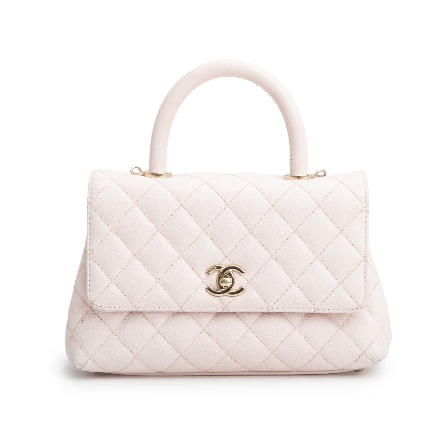 Chanel Pink Caviar Quilted Mini Coco Top Handle Flap Bag