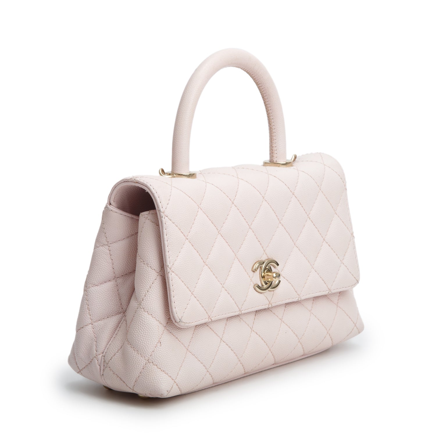 Chanel Pink Caviar Quilted Mini Coco Top Handle Flap Bag