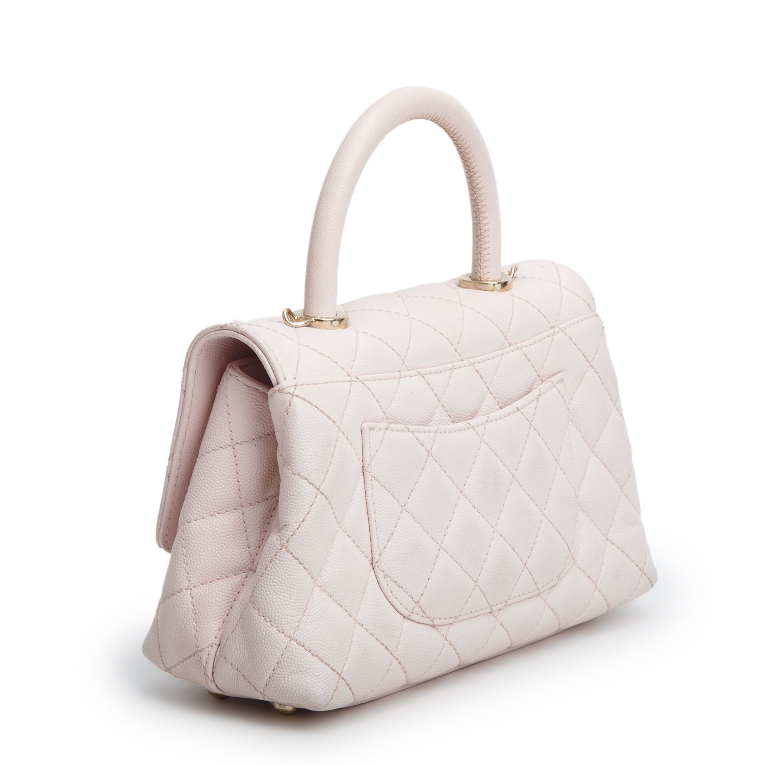 Chanel Pink Caviar Quilted Mini Coco Top Handle Flap Bag