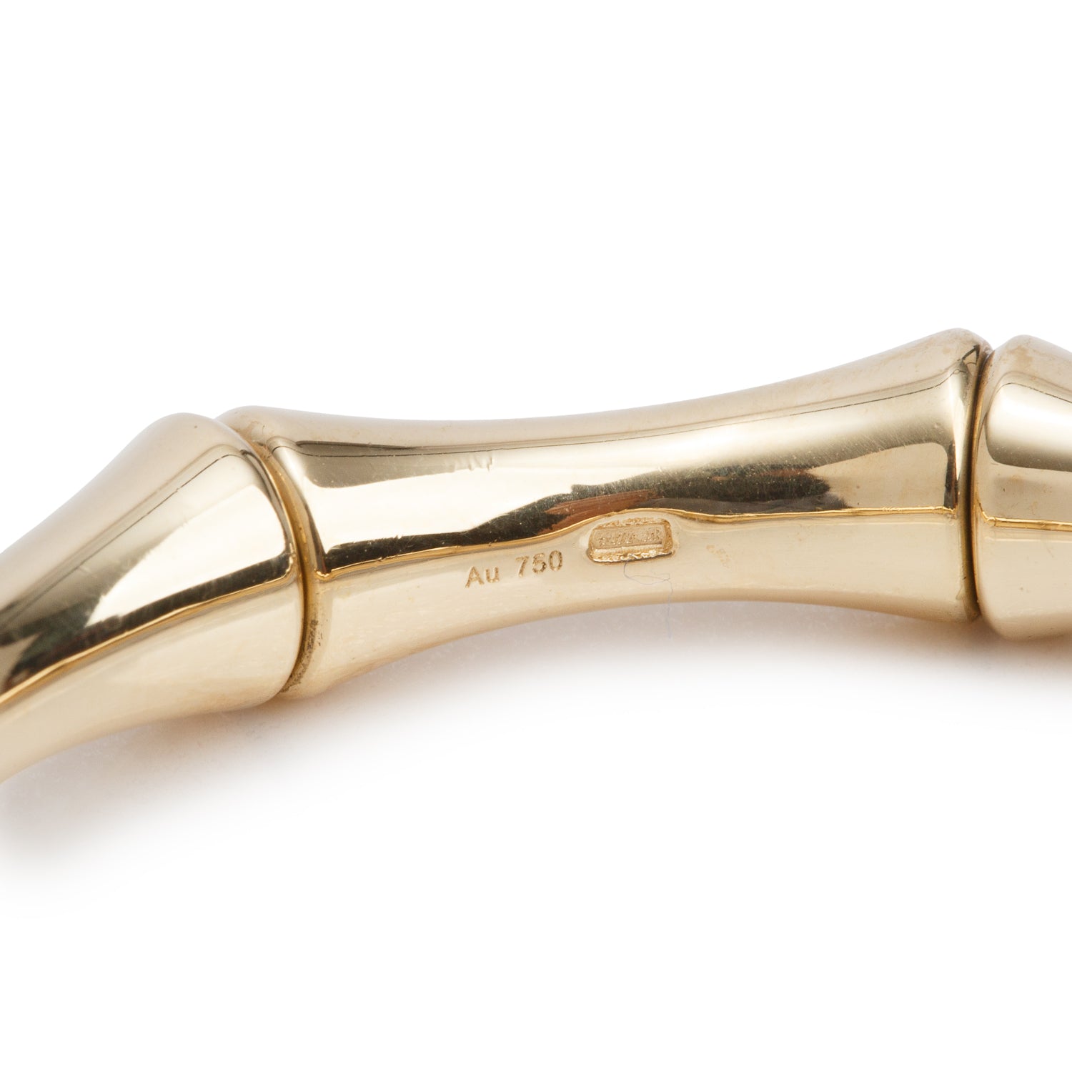 Gucci 18k Yellow Gold Bamboo Stretch Bangle Bracelet w/ Box