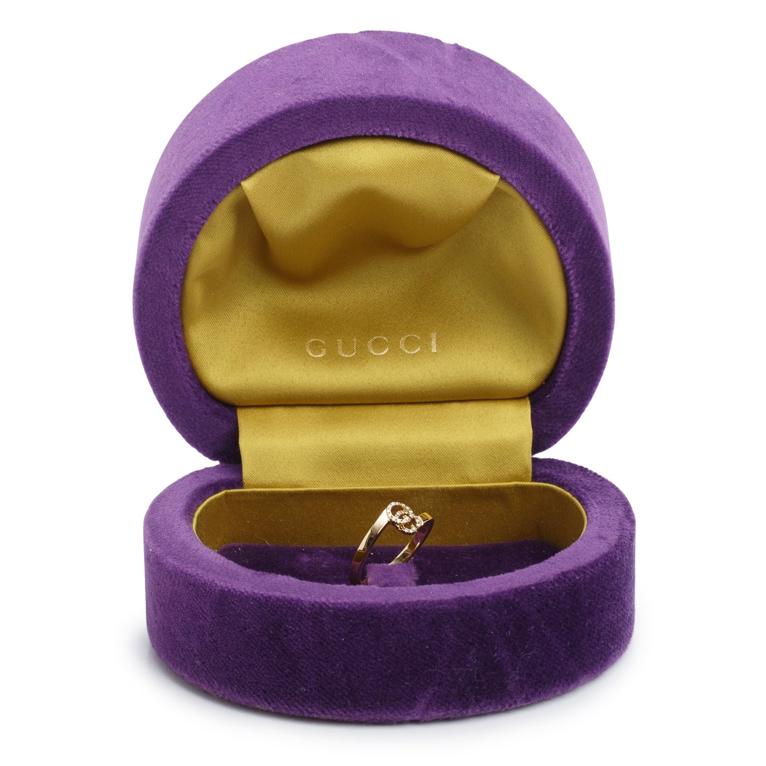 Gucci 18k Yellow Gold Diamond GG Running Ring, Size 12 5.75 w/ Box