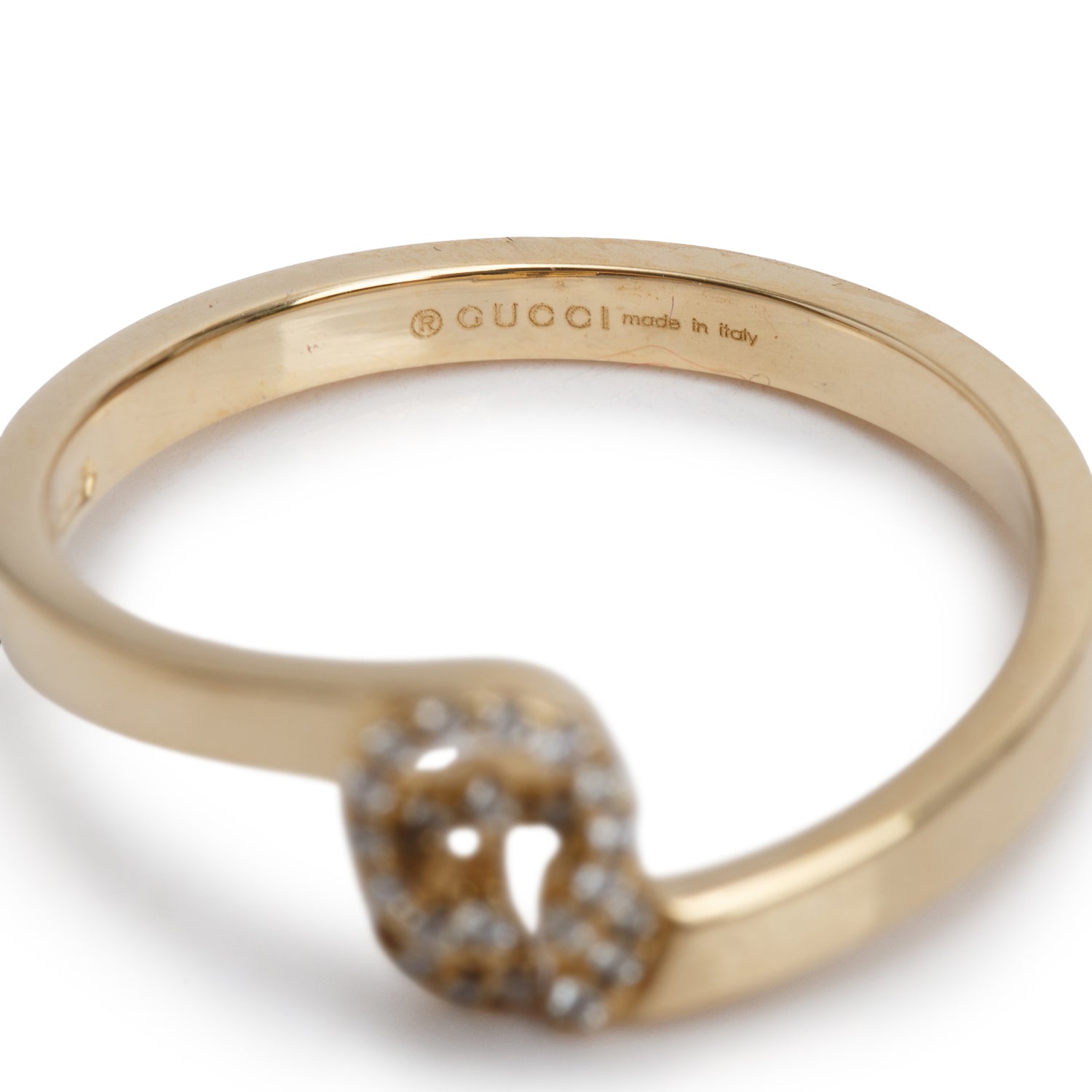 Gucci 18k Yellow Gold Diamond GG Running Ring, Size 12 5.75 w/ Box