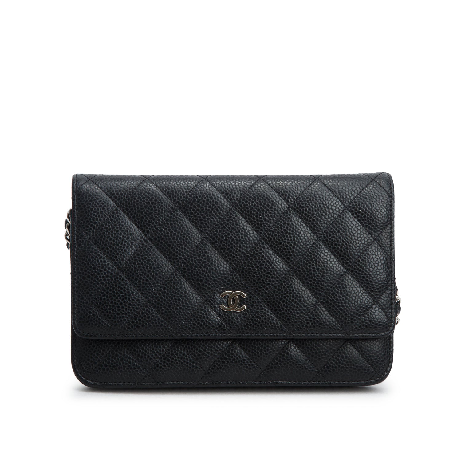 Chanel Black Caviar Quilted Classic Wallet on Chain w/ Box & Authenticity Card