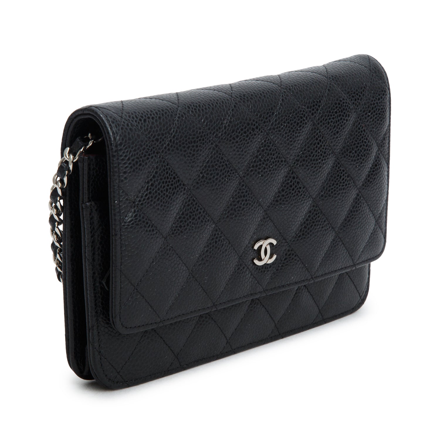 Chanel Black Caviar Quilted Classic Wallet on Chain w/ Box & Authenticity Card