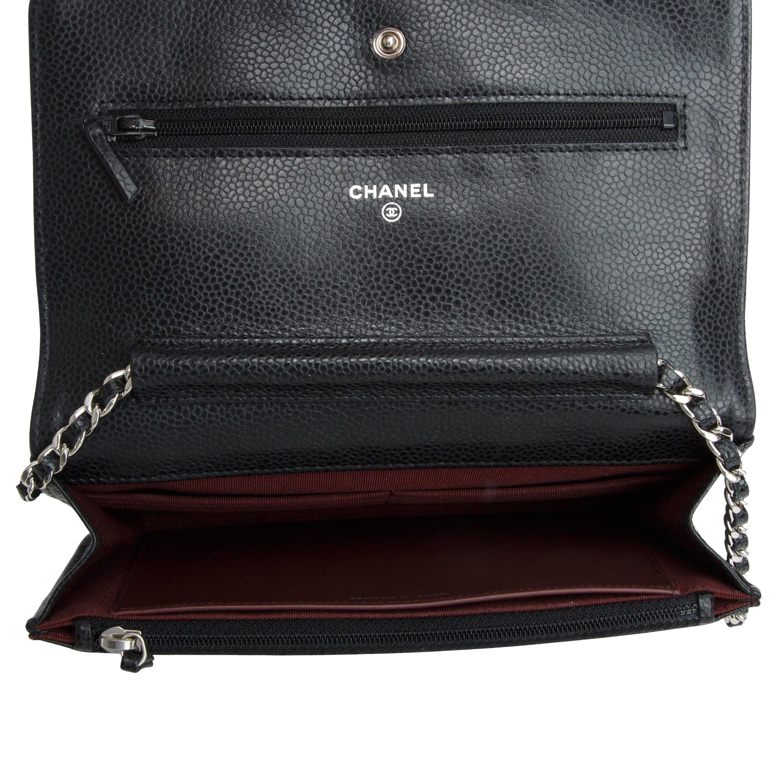 Chanel Black Caviar Quilted Classic Wallet on Chain w/ Box & Authenticity Card
