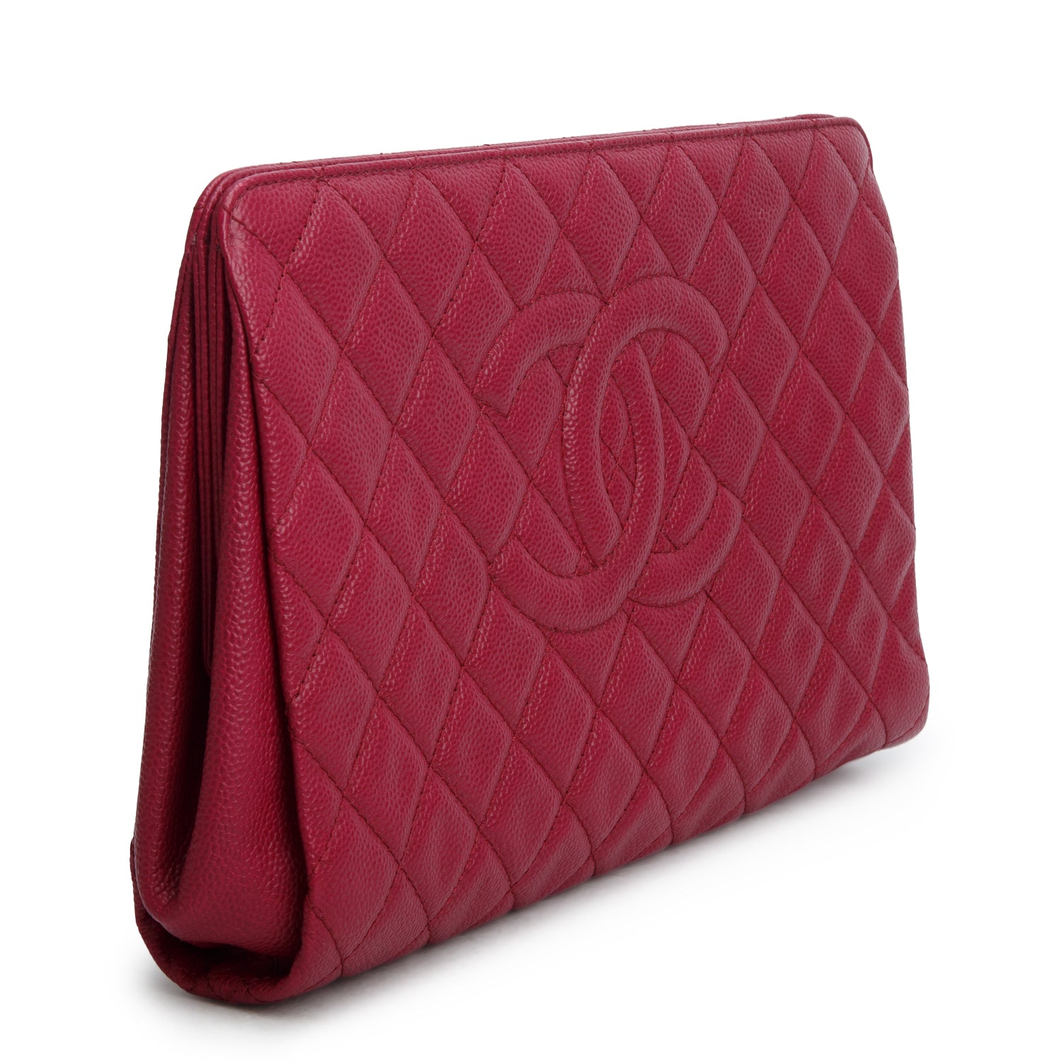 Chanel Purple Caviar Quilted Timeless Frame Clutch