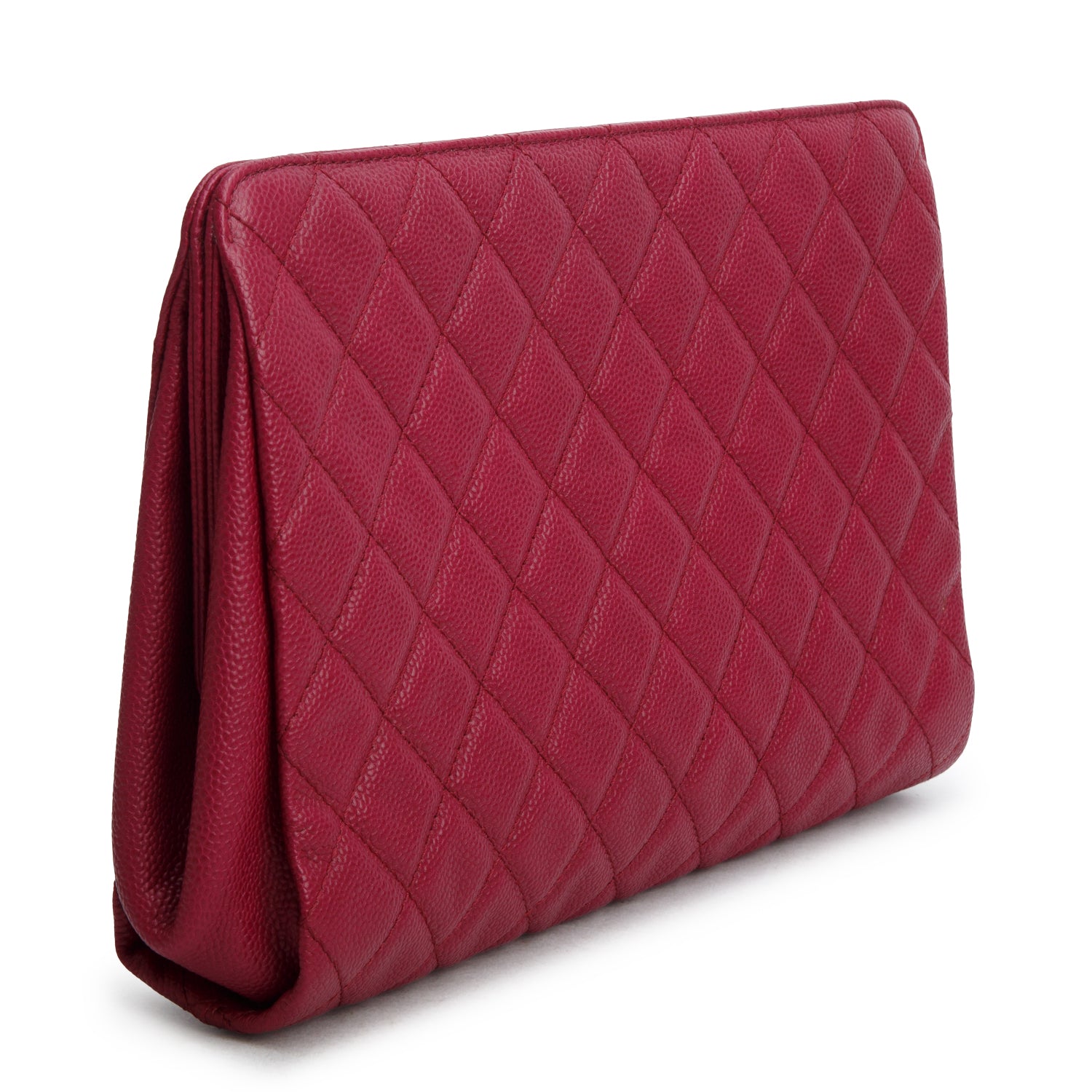 Chanel Purple Caviar Quilted Timeless Frame Clutch