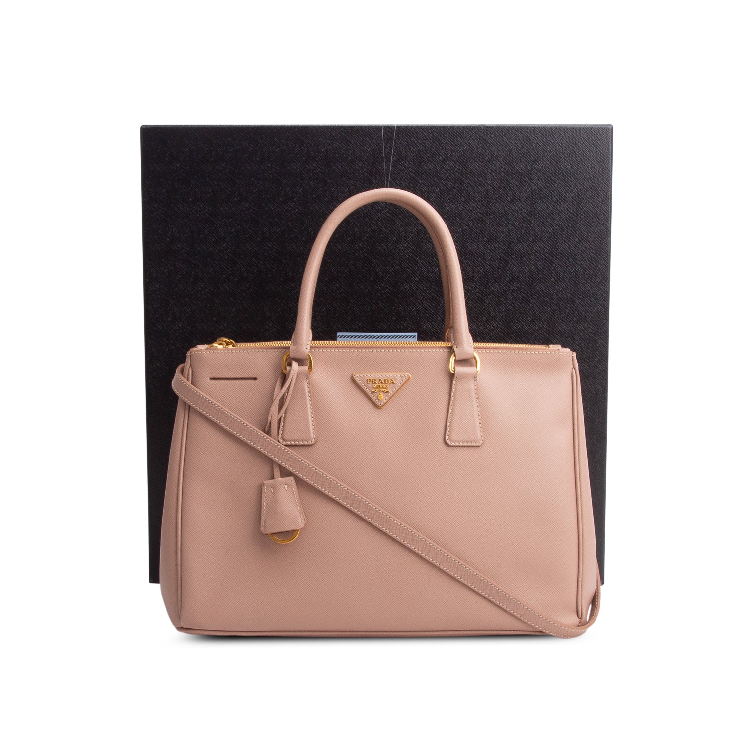 Prada Pink Saffiano Lux Large Double Zip Galleria Tote w/ Box & Strap