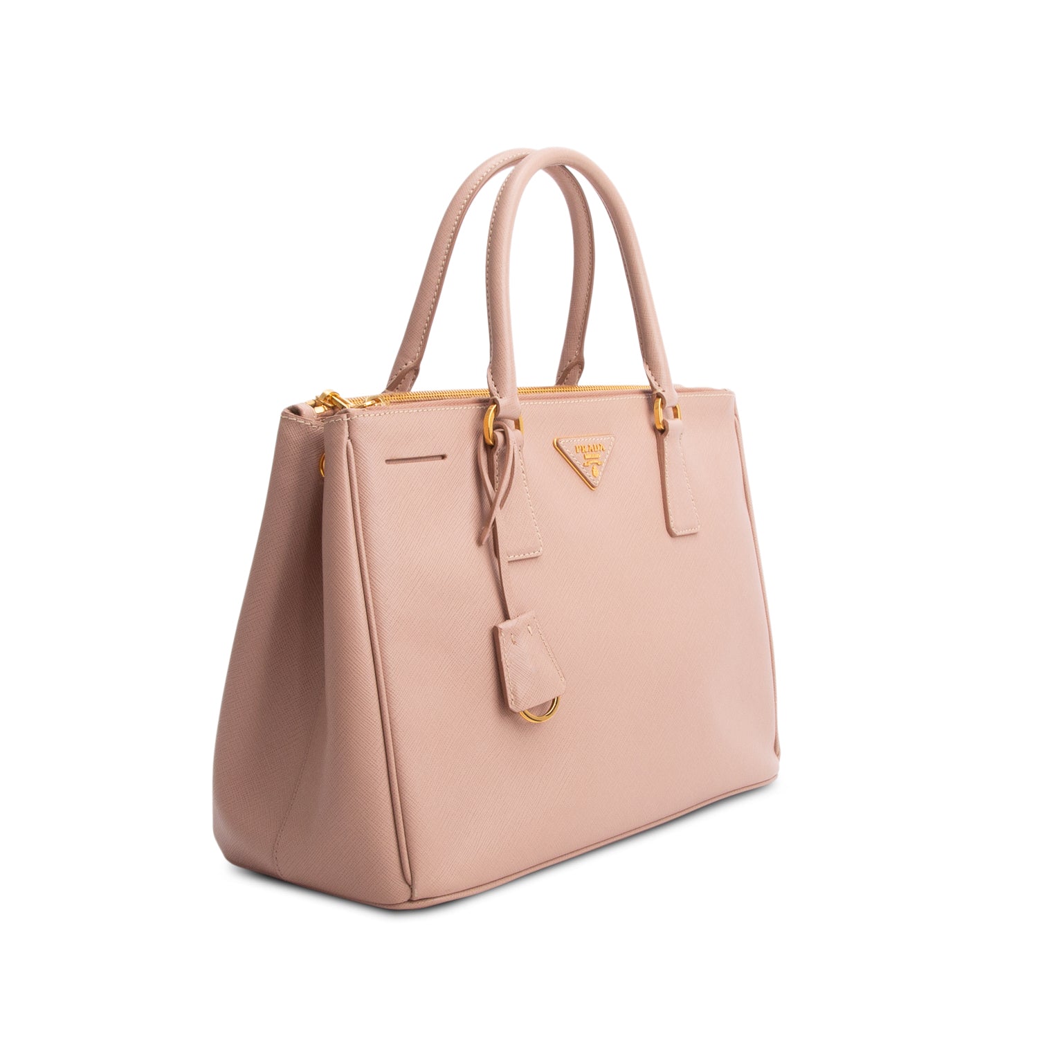 Prada Pink Saffiano Lux Large Double Zip Galleria Tote w/ Box & Strap