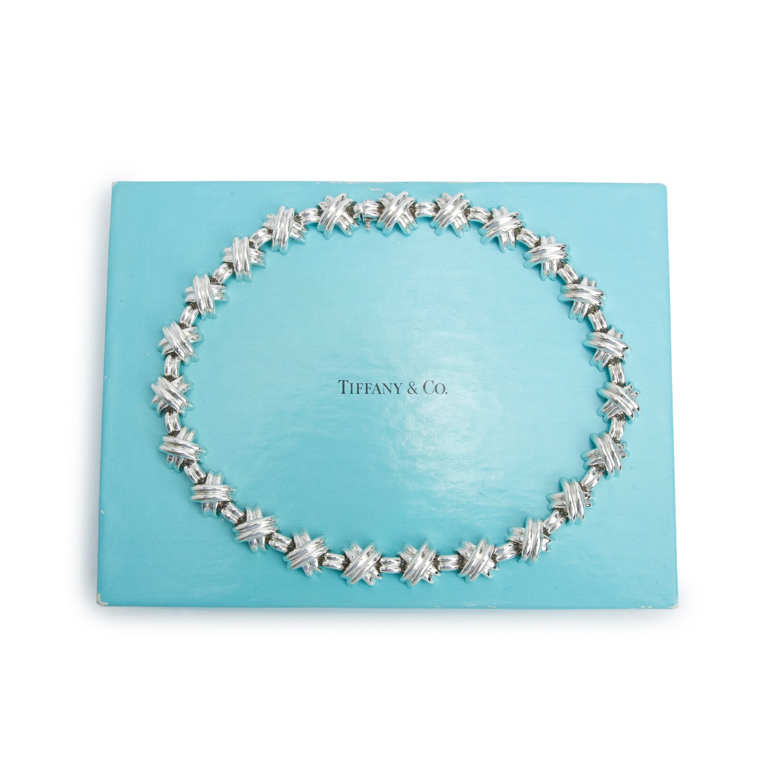 Tiffany & Co. Sterling Silver Signature X Choker Necklace w/ Box